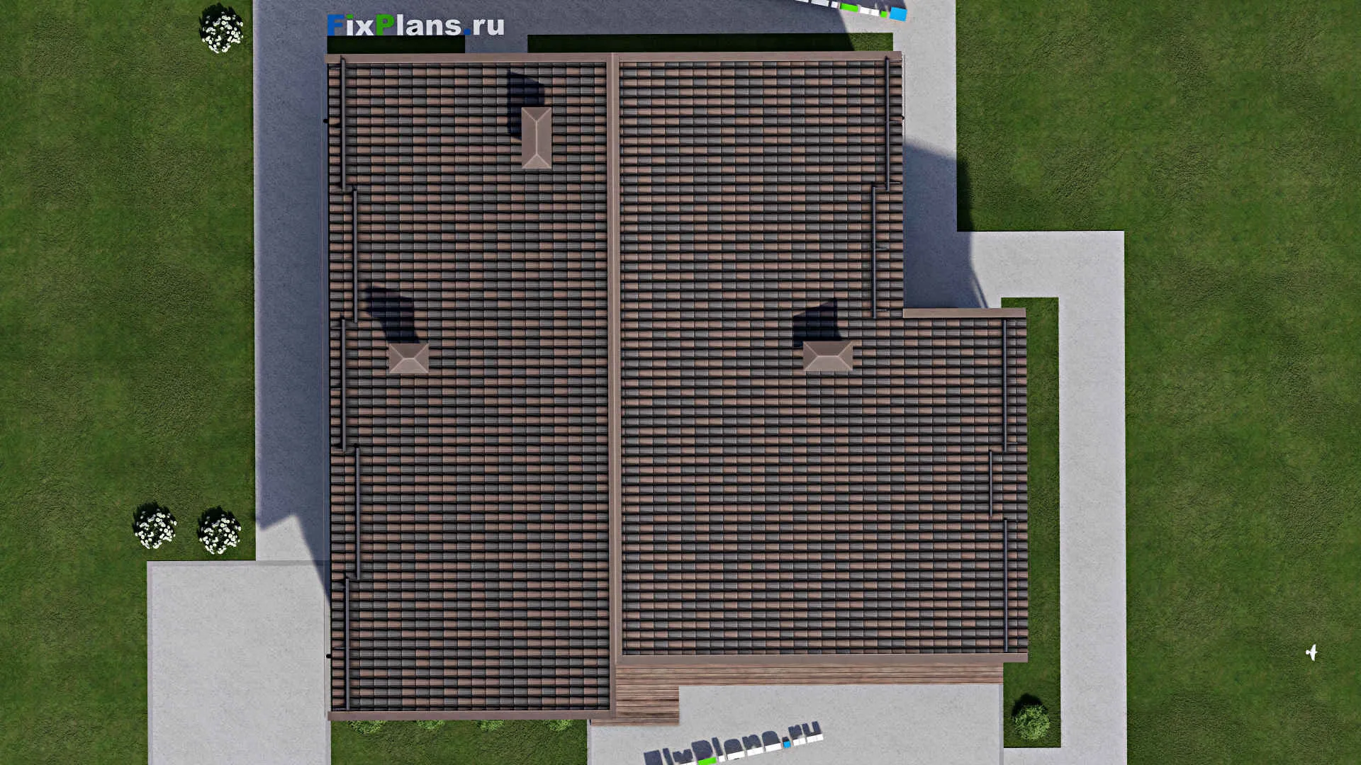 F-8207 - Проект дома с мансардой 12 на 14, площадью 240 м² с террасой и 1 спальнями