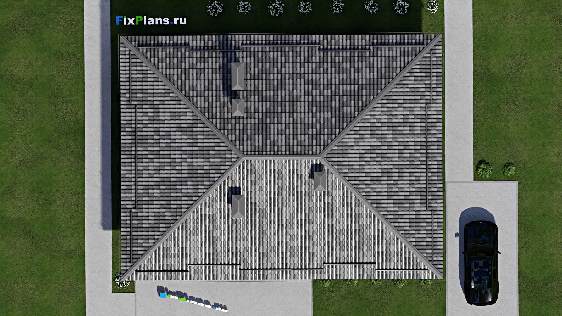 F-8072 - Проект одноэтажного дома 13 на 17, площадью 180 м² с террасой и 4 спальнями