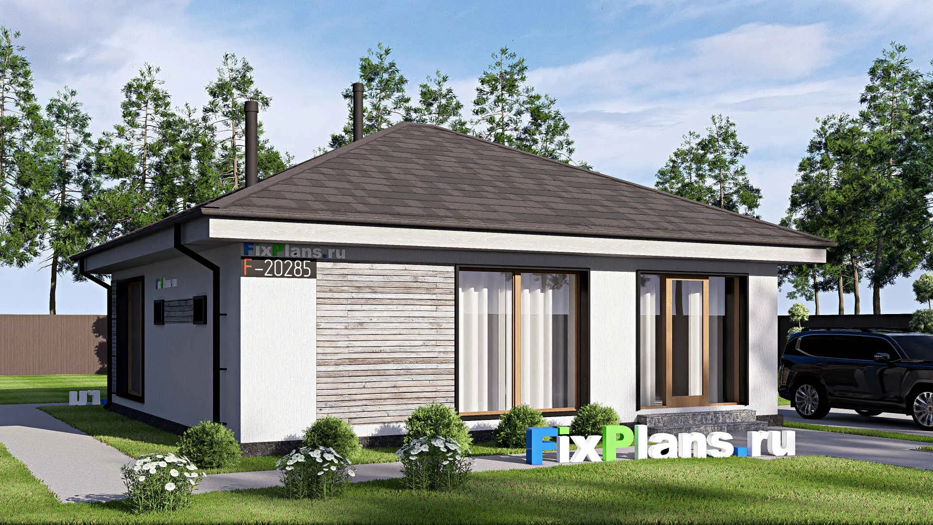 F-20285 - Проект одноэтажного дома 10 на 11, площадью 80 м² с 2 спальнями