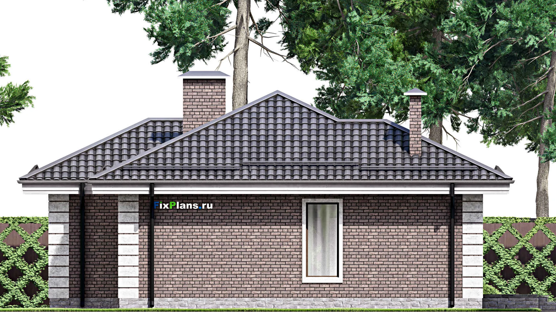 F-14021 - Проект одноэтажного дома 13 на 15, площадью 110 м² с террасой, баней и 3 спальнями