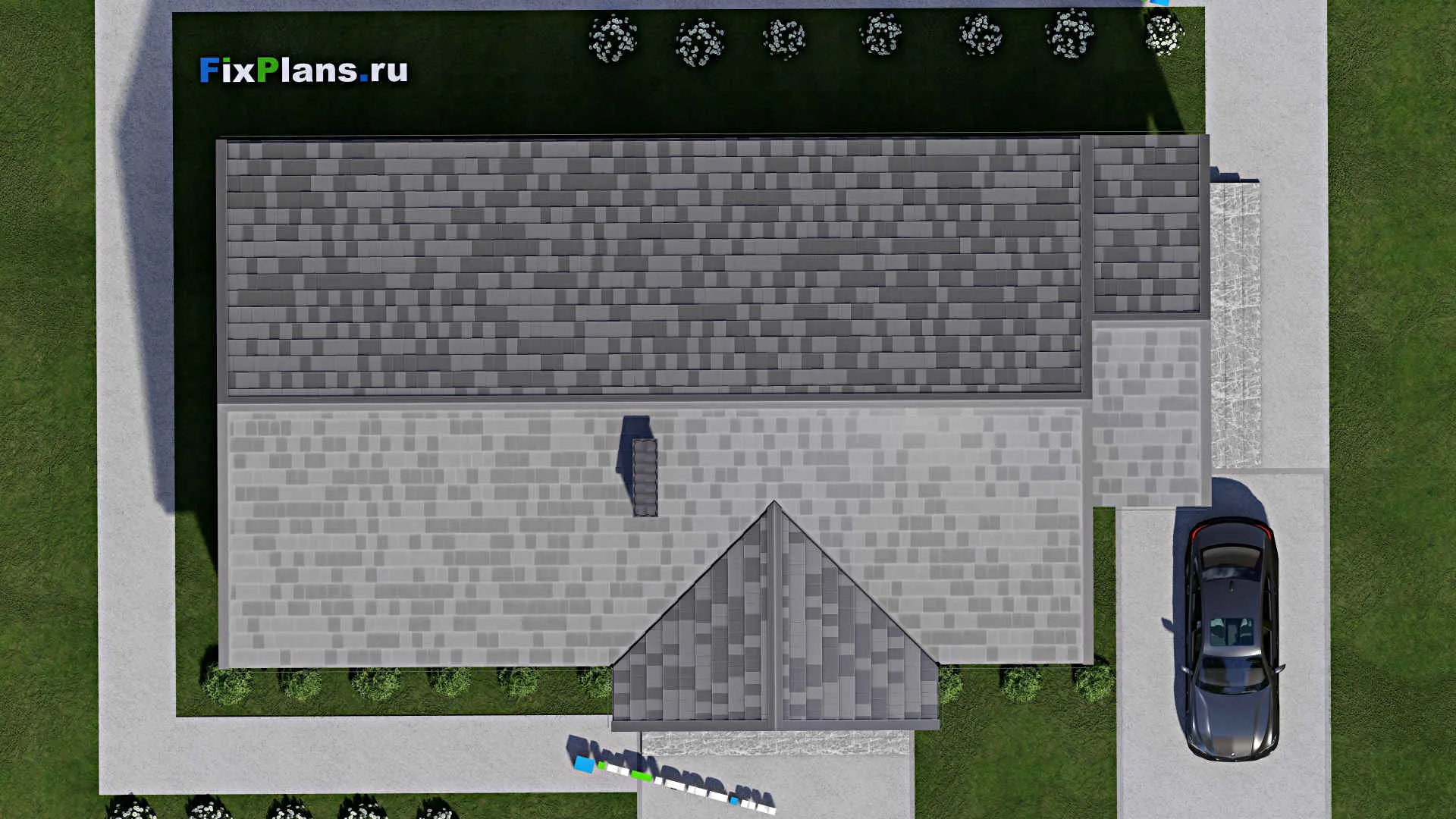 F-8837 - План одноэтажного дома 11 на 19, площадью 140 м² с террасой и 4 спальнями