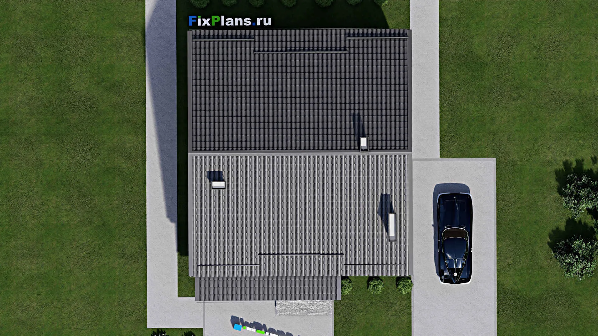 F-2987 - Проект одноэтажного дома 10 на 11, площадью 90 м² с террасой и 2 спальнями