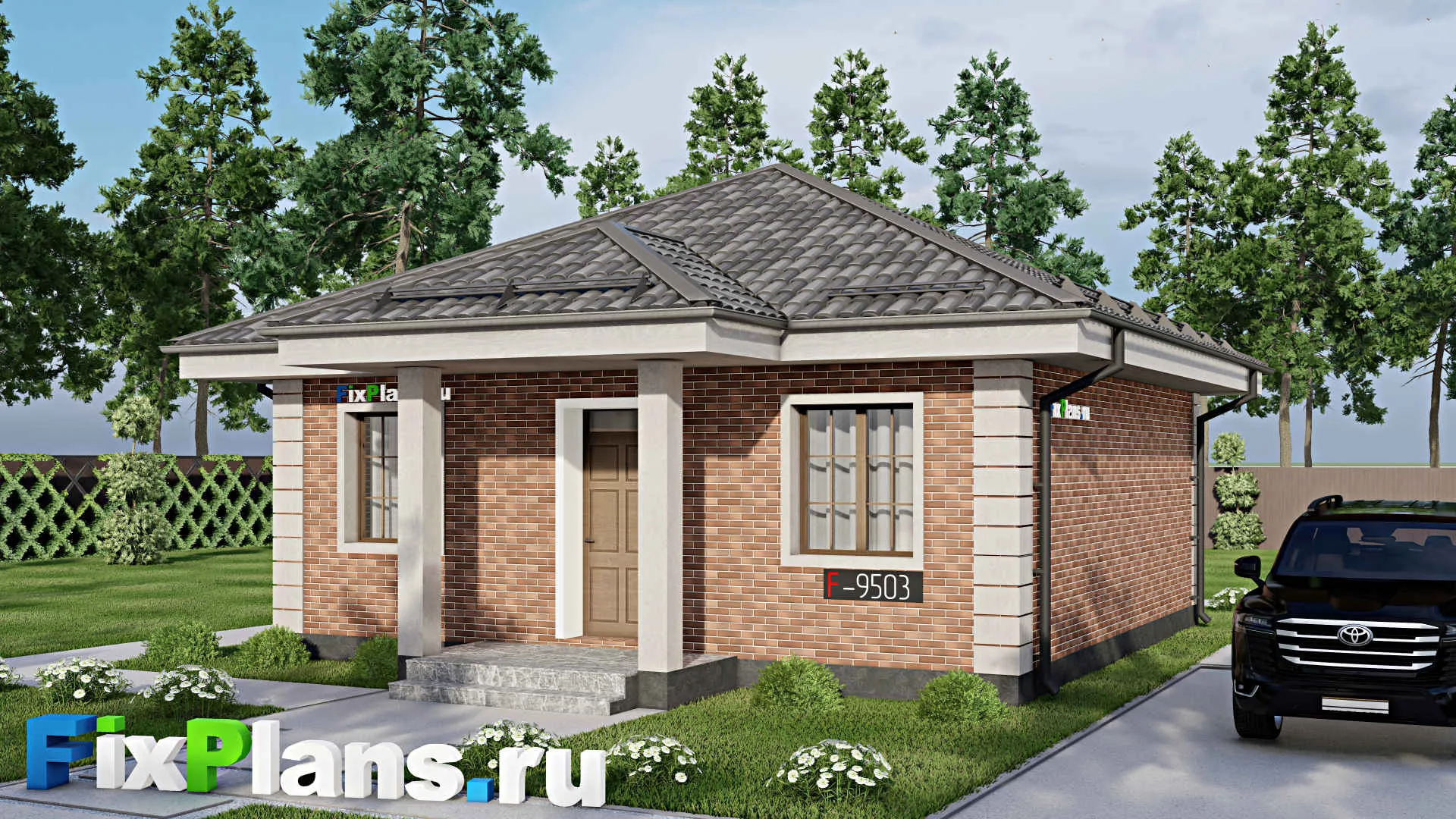 F-9503 - Проект бани 9 на 13, площадью 70 м² с терассой, санузлом и спальней