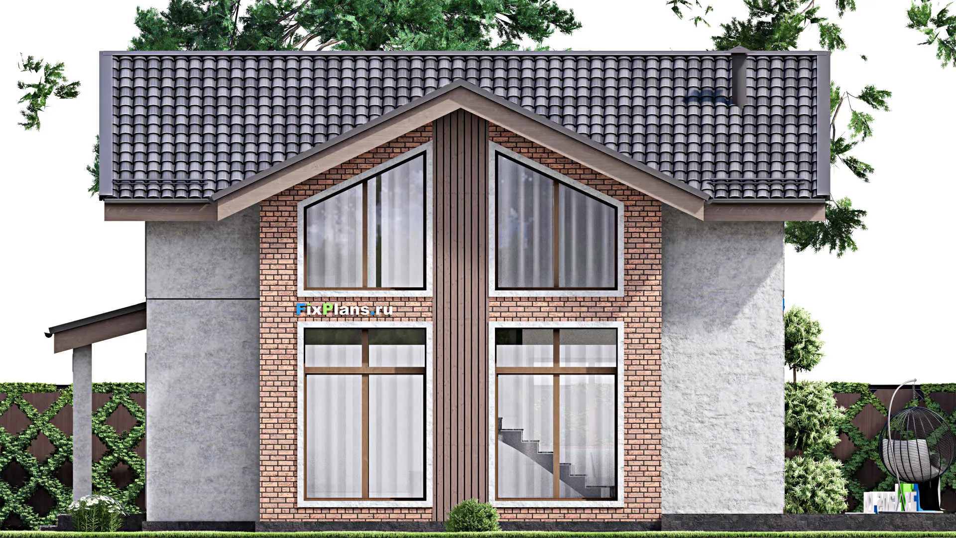 F-12662 - Проект дома с мансардой 11 на 15, площадью 140 м² с террасой и 3 спальнями