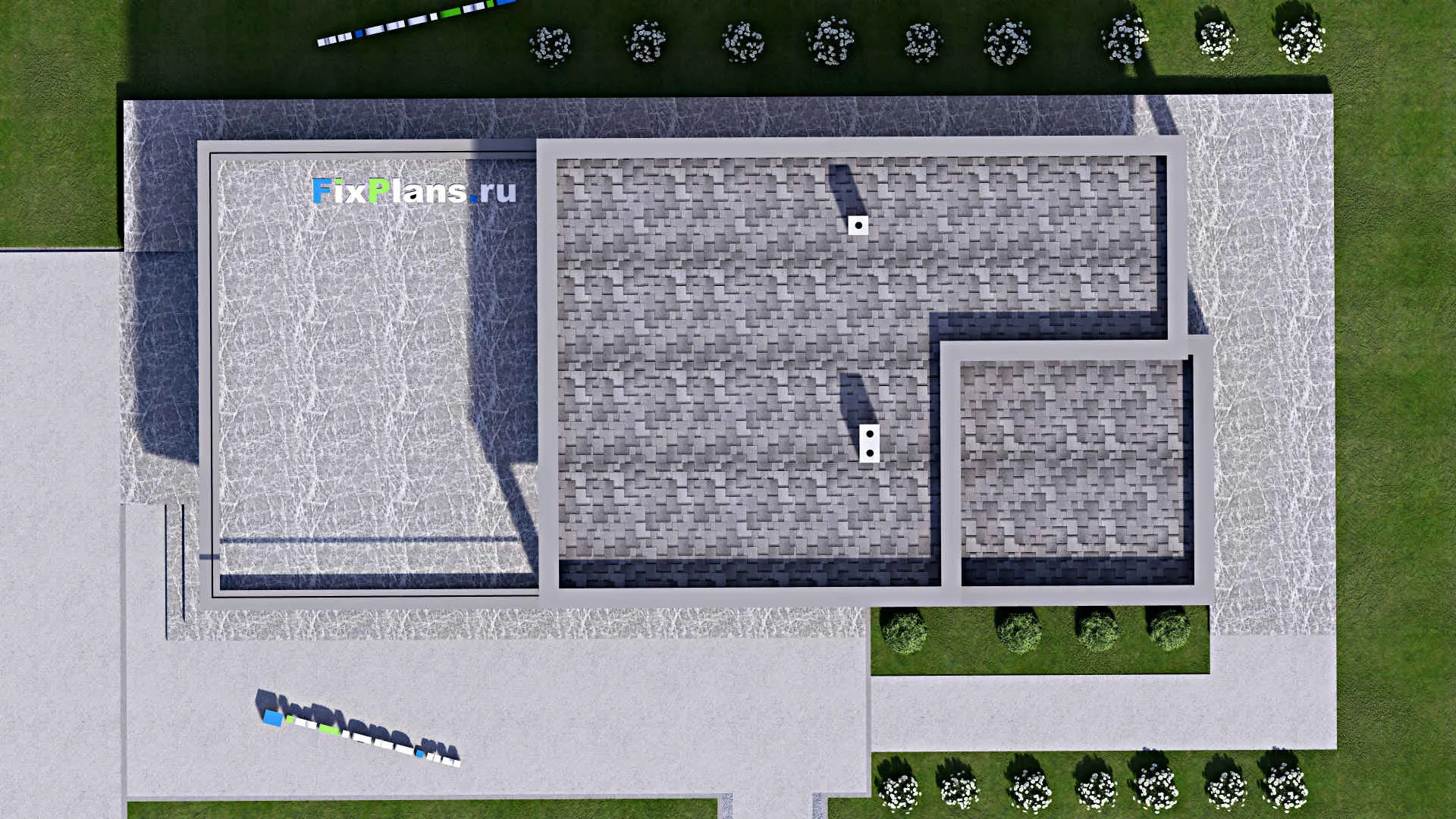 F-16046 - Проект двухэтажного дома 11 на 24, площадью 280 м² с террасой, балконом, гаражом на 2 машины и 3 спальнями