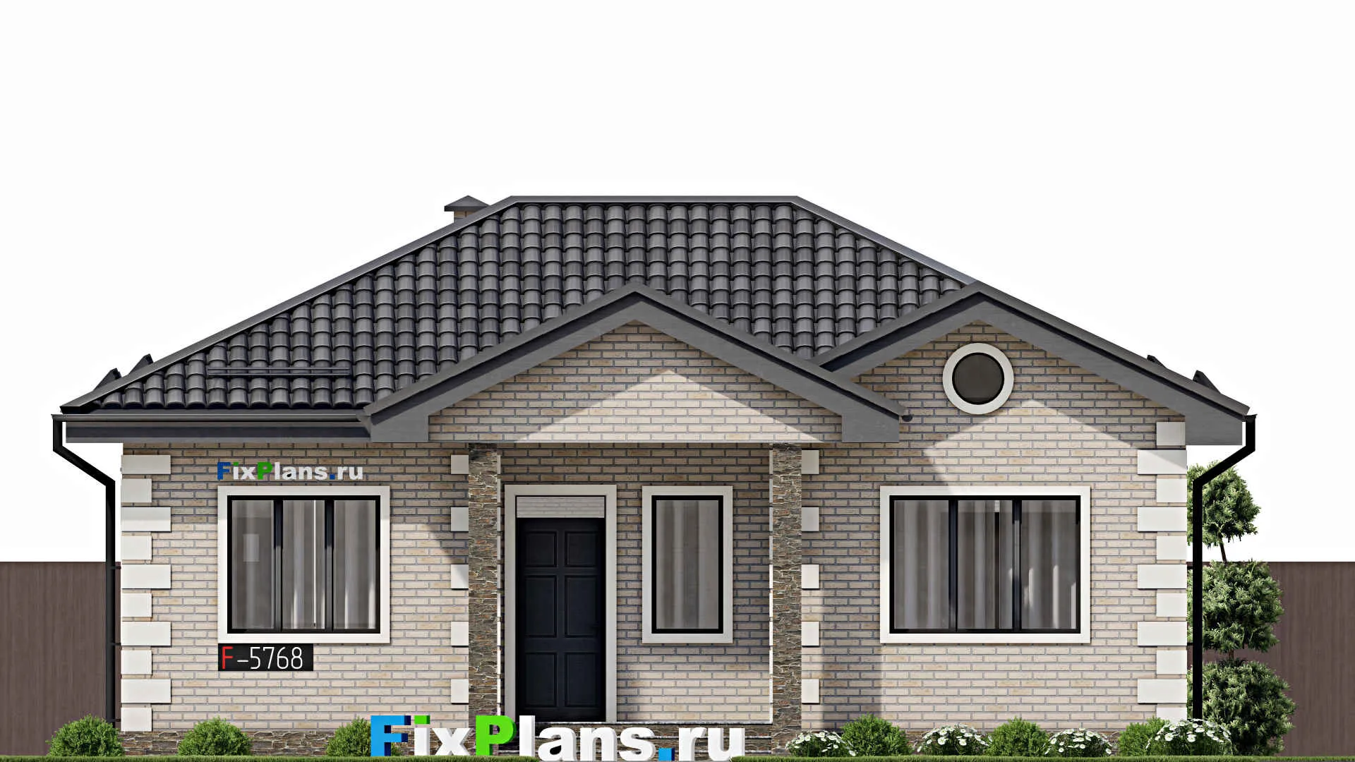F-5768 - Проект одноэтажного дома 9 на 12, площадью 80 м² с террасой и 2 спальнями