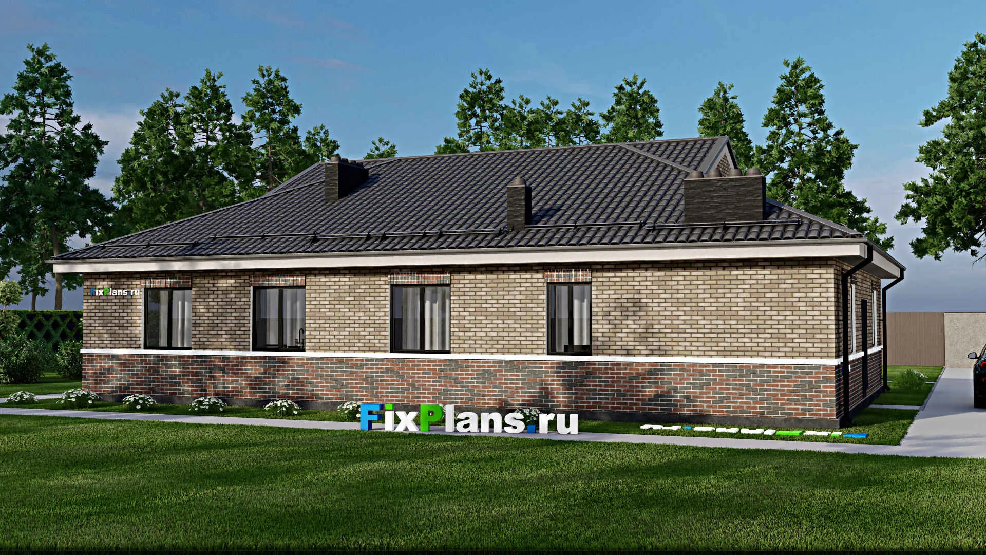 F-3131 - Проект одноэтажного дома 12 на 18, площадью 170 м² с 3 спальнями