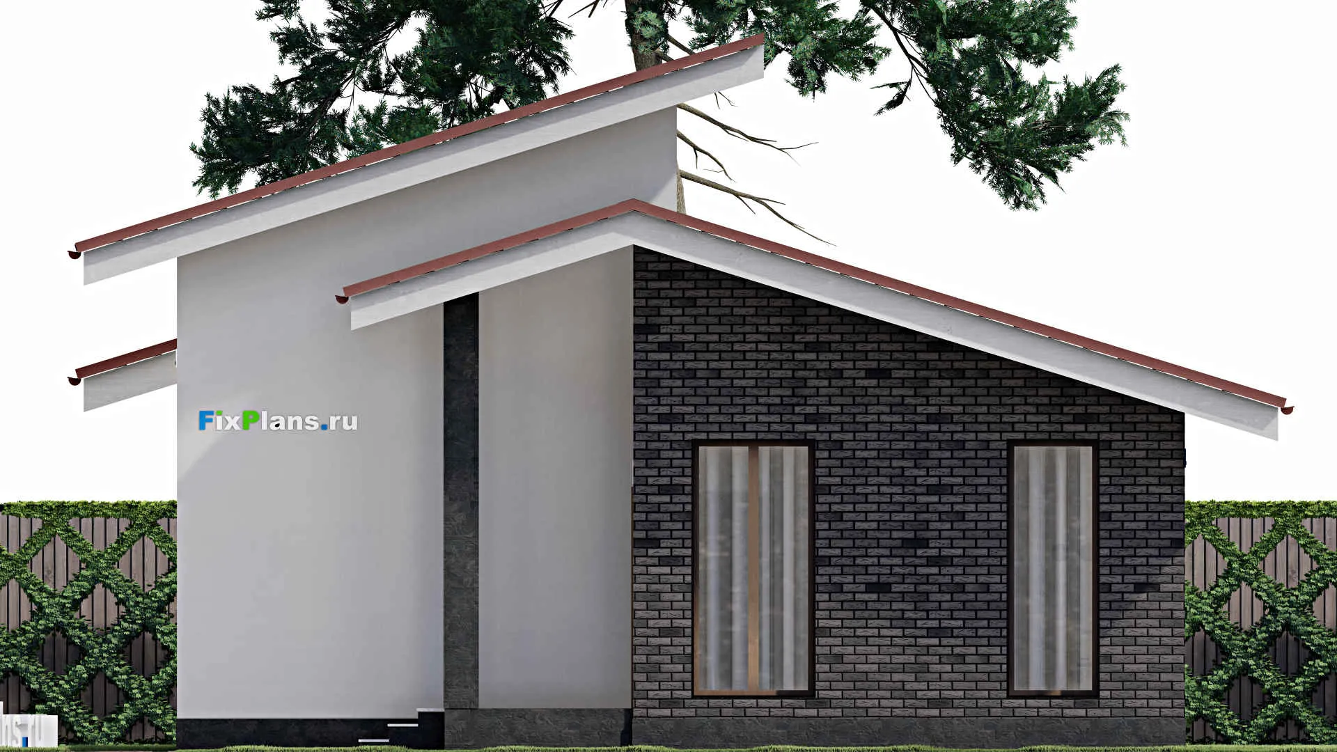 F-1106 - Проект одноэтажного дома 10 на 14, площадью 110 м² с террасой и 2 спальнями