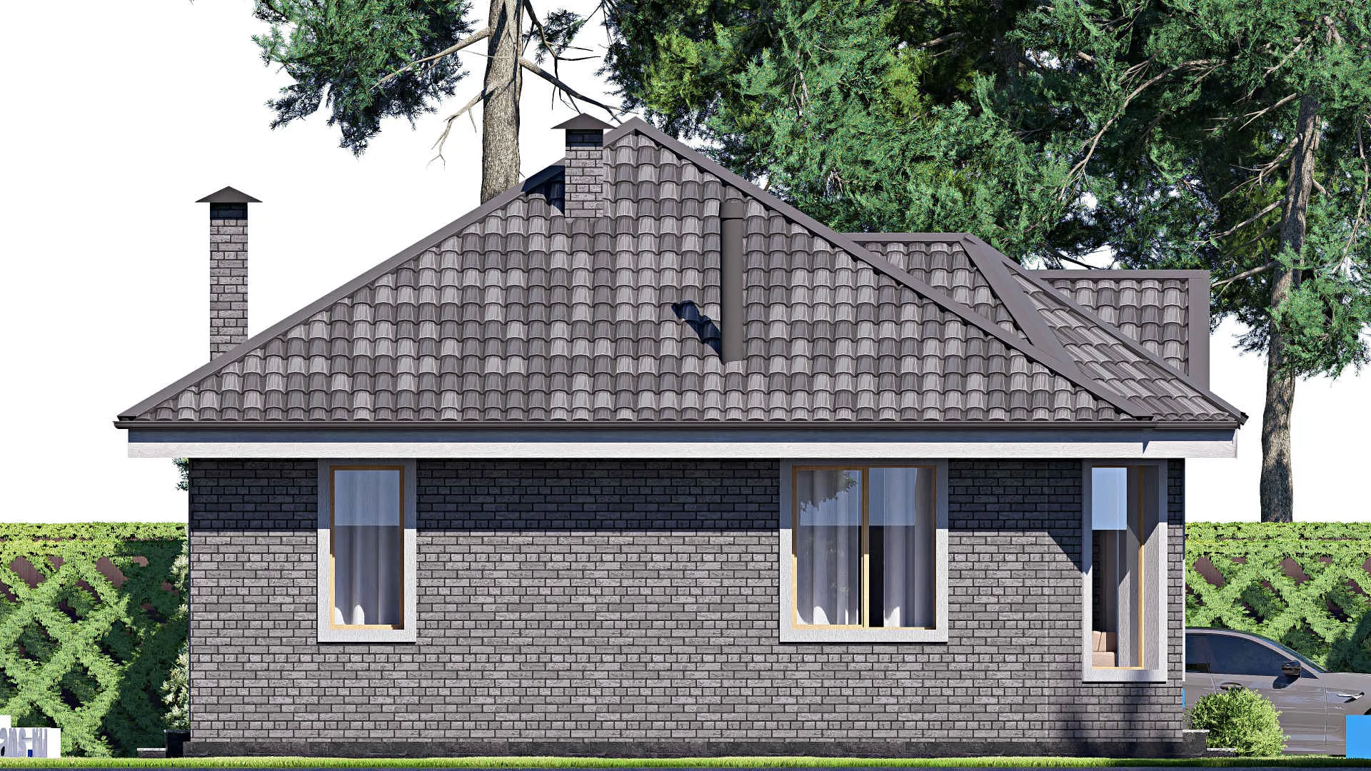 F-18944 - Проект одноэтажного дома 10 на 12, площадью 90 м² с 3 спальнями