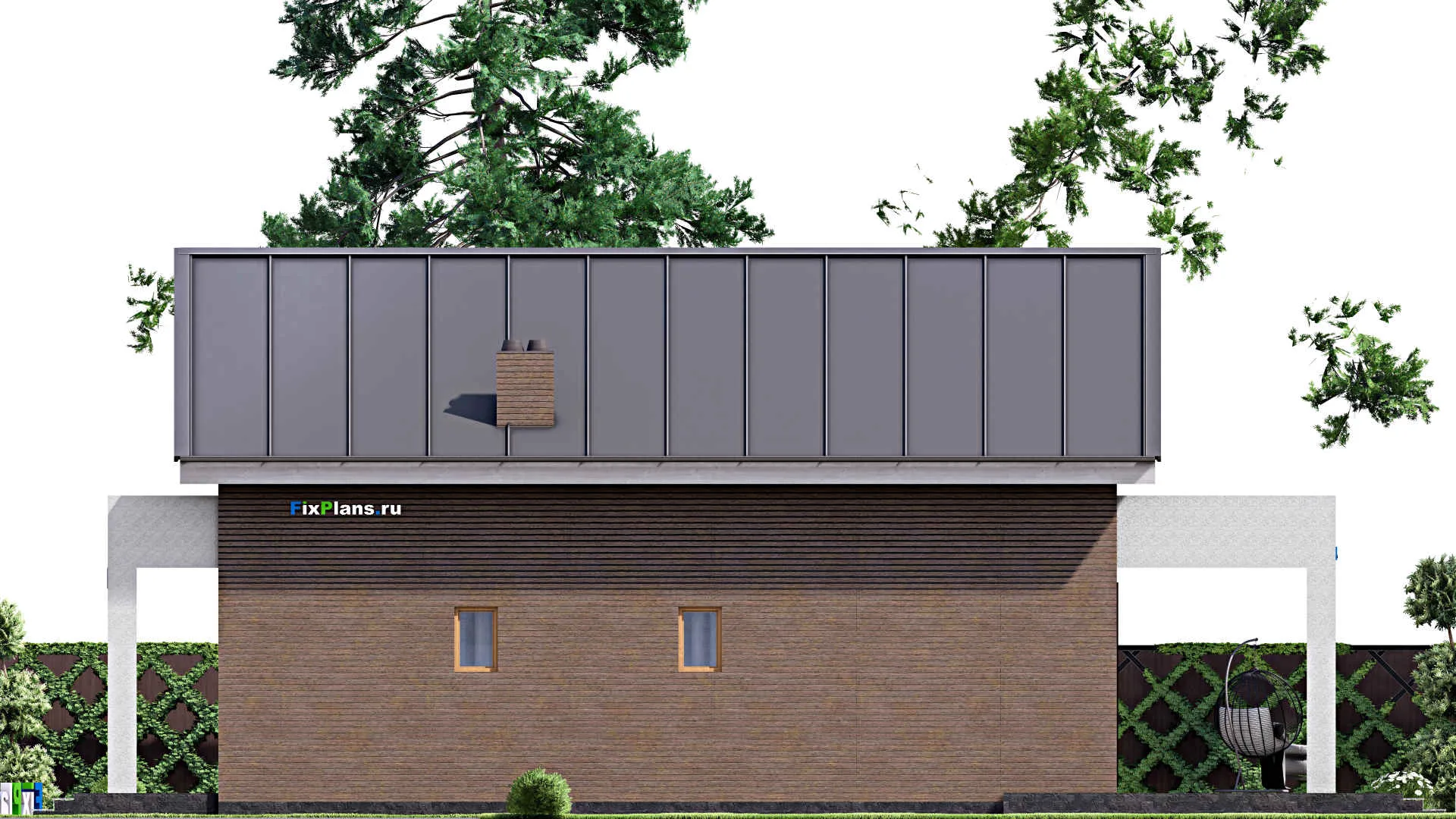 F-15965 - Проект дома с мансардой 13 на 19, площадью 250 м² с террасой и 3 спальнями