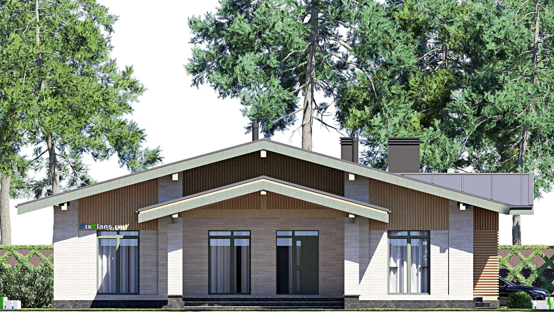 F-18017 - Проект одноэтажного дома 17 на 17, площадью 170 м² с 3 спальнями