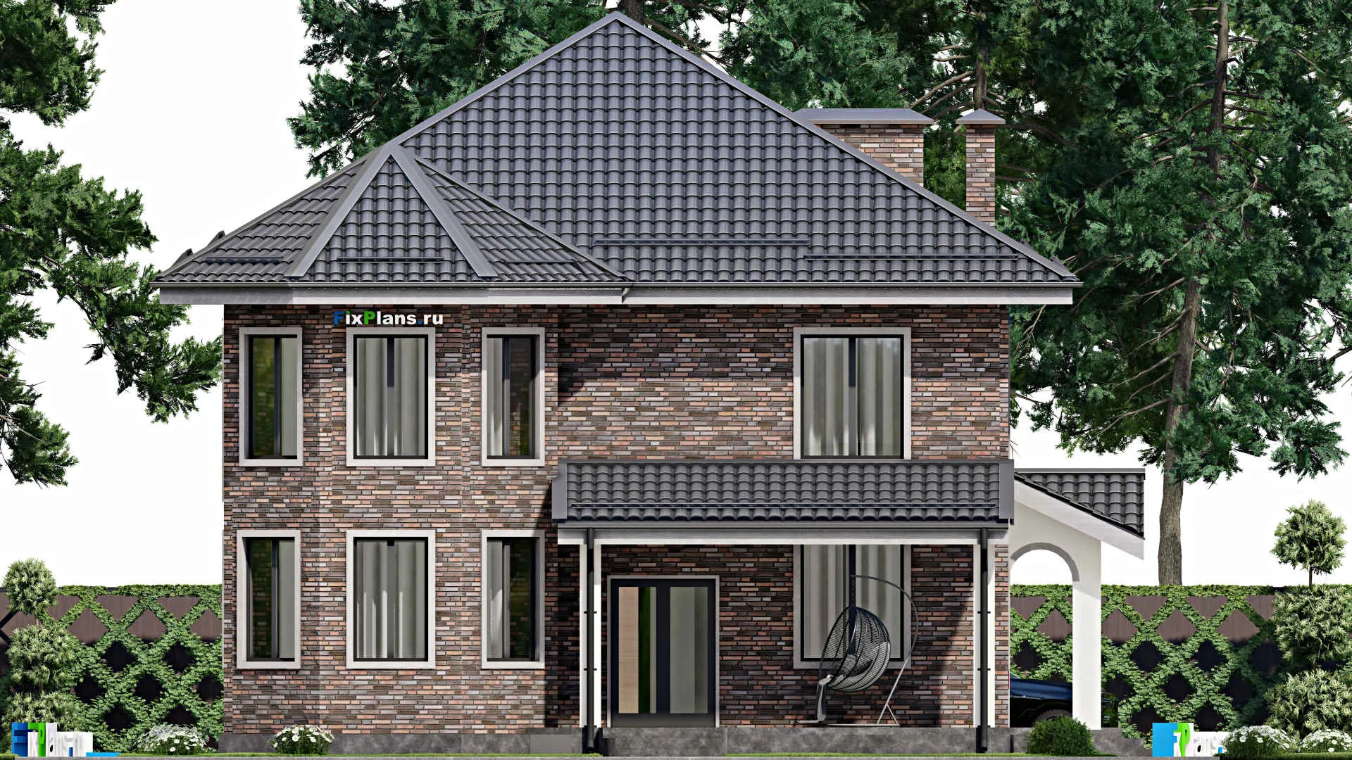 F-4949 - Проект двухэтажного дома 11 на 13, площадью 190 м² с террасой и 3 спальнями