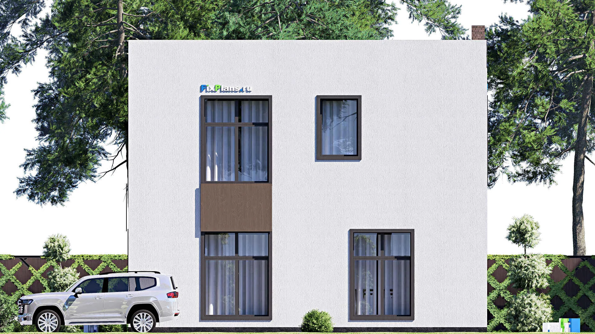 F-20357 - Проект двухэтажного дома 11 на 12, площадью 180 м² с балконом и 3 спальнями