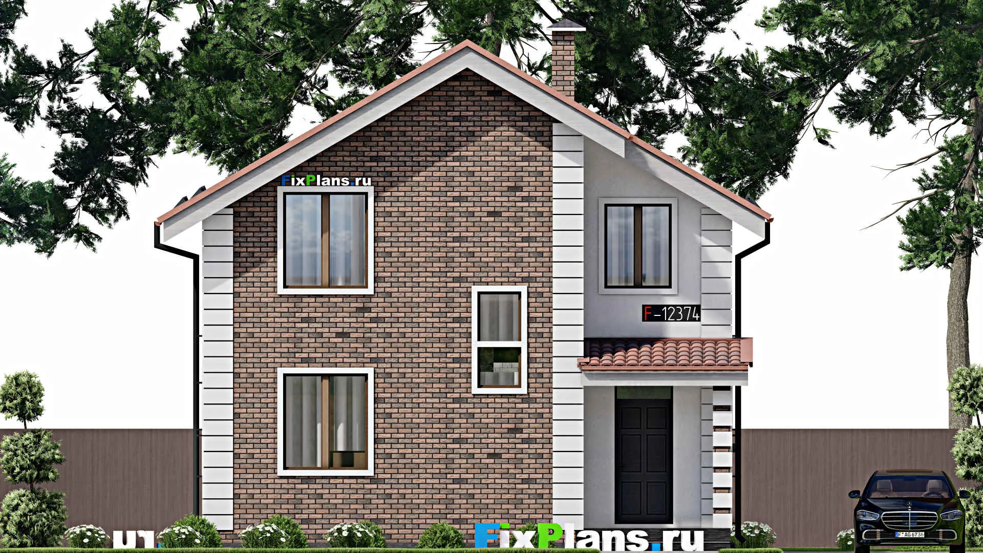 F-12374 - Проект дома с мансардой 9 на 9, площадью 120 м² с 3 спальнями