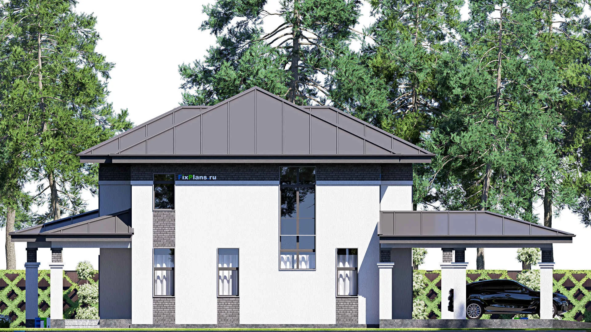 F-20600 - Проект двухэтажного дома 21 на 22, площадью 350 м² с террасой и 4 спальнями