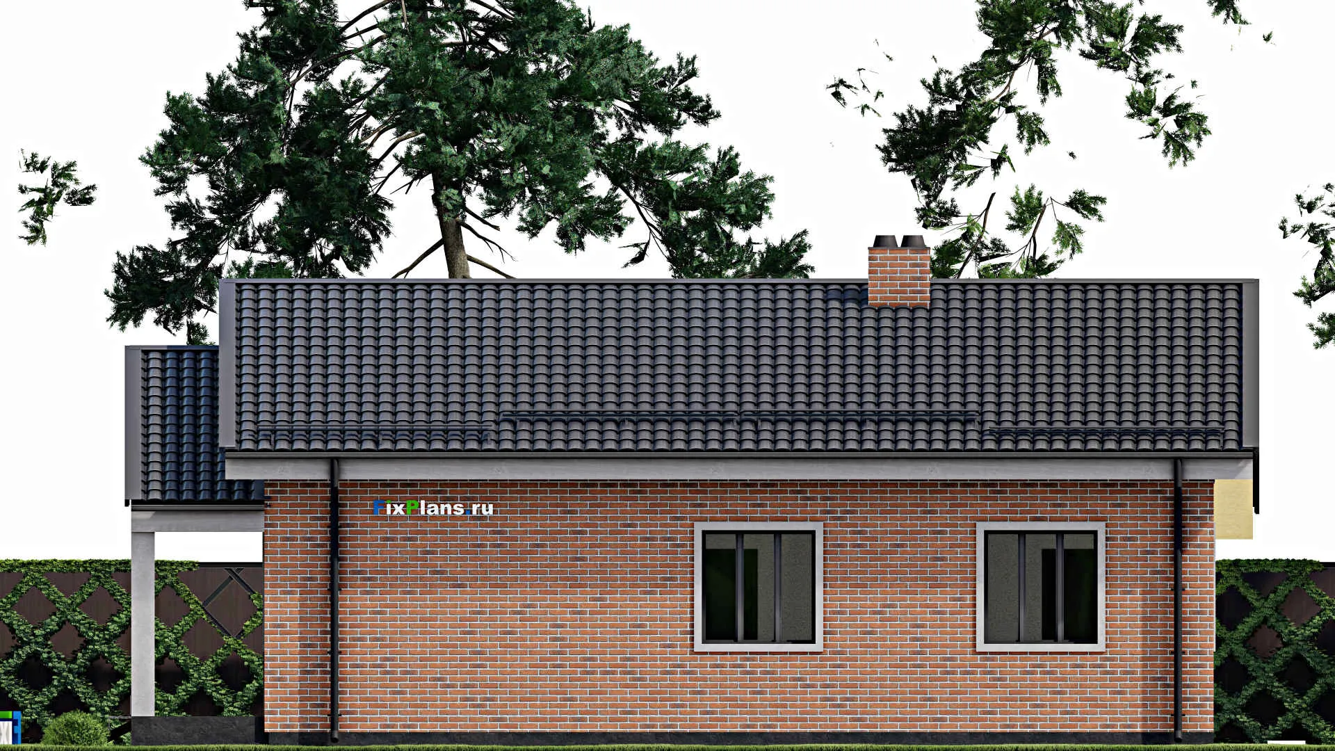 F-4301 - Проект одноэтажного дома 11 на 13, площадью 140 м² с террасой и 3 спальнями