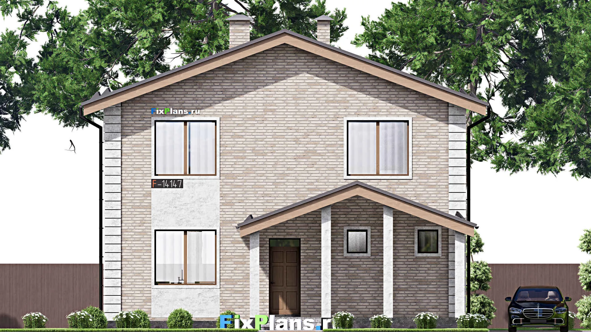 F-14147 - Проект двухэтажного дома 12 на 14, площадью 190 м² с 3 спальнями