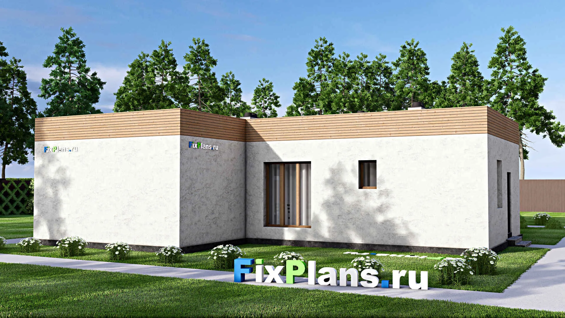 F-15020 - Проект бани 15 на 17, площадью 140 м² с комнатой отдыха, терассой, бассейном и санузлом