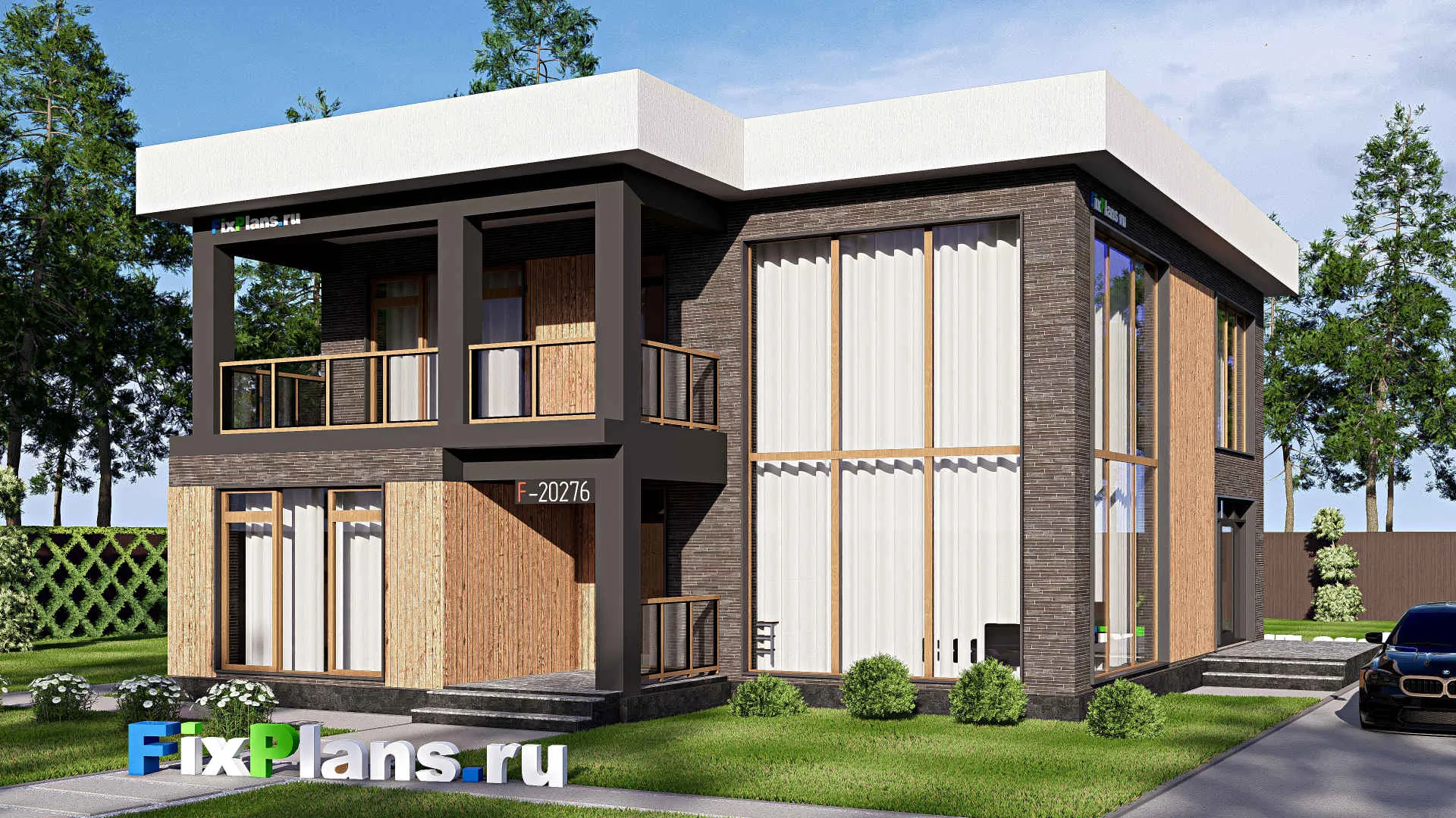 F-20276 - Проект двухэтажного дома 14 на 15, площадью 230 м² с террасой, балконом и 4 спальнями