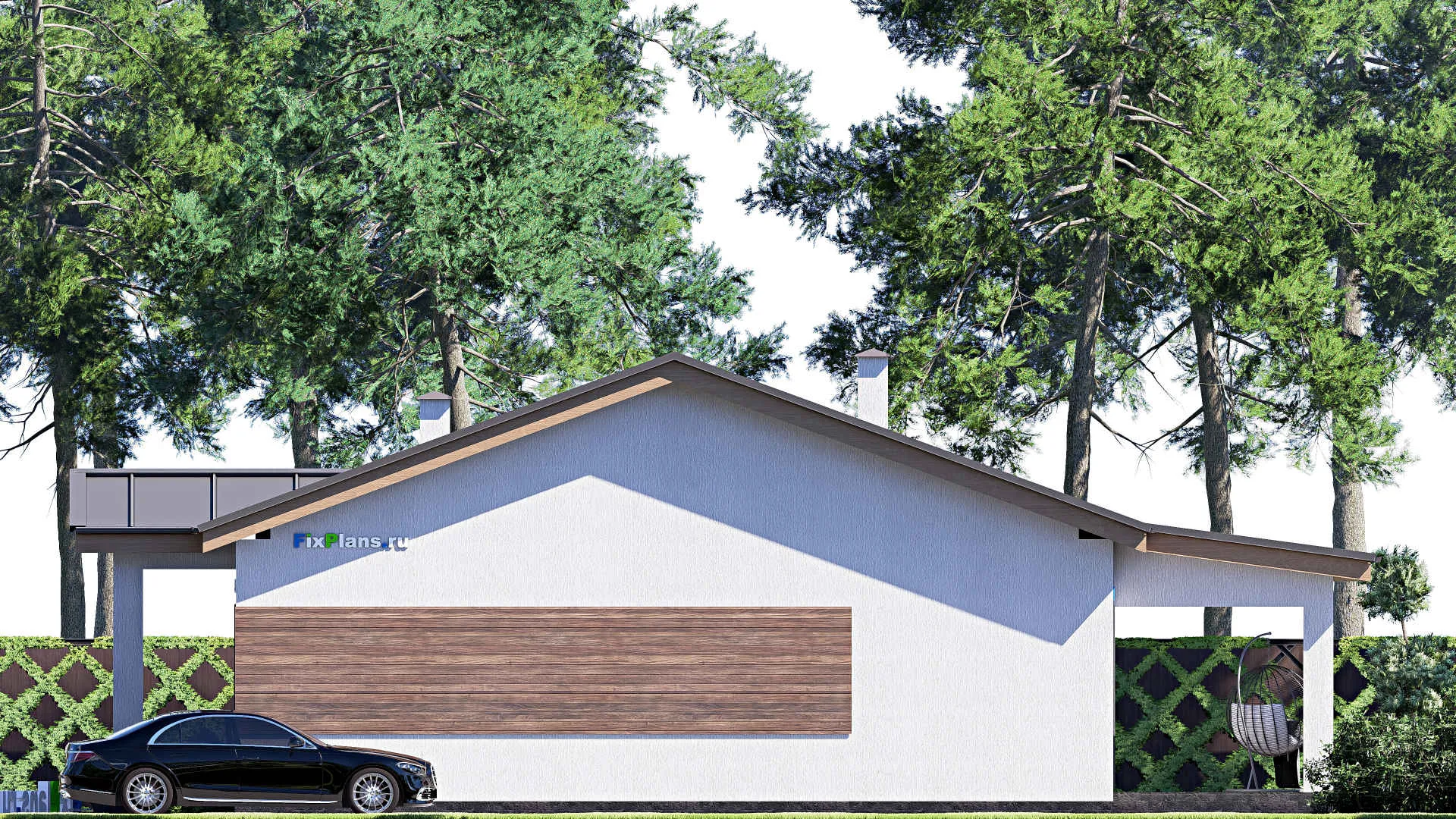 F-18161 - Проект одноэтажного дома 17 на 20, площадью 220 м² с террасой и 3 спальнями