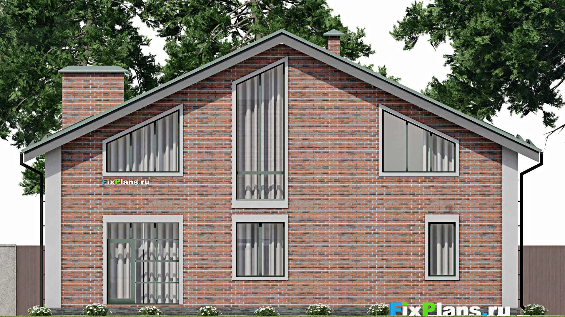 F-8891 - Проект дома с мансардой 16 на 17, площадью 300 м² с 5 спальнями