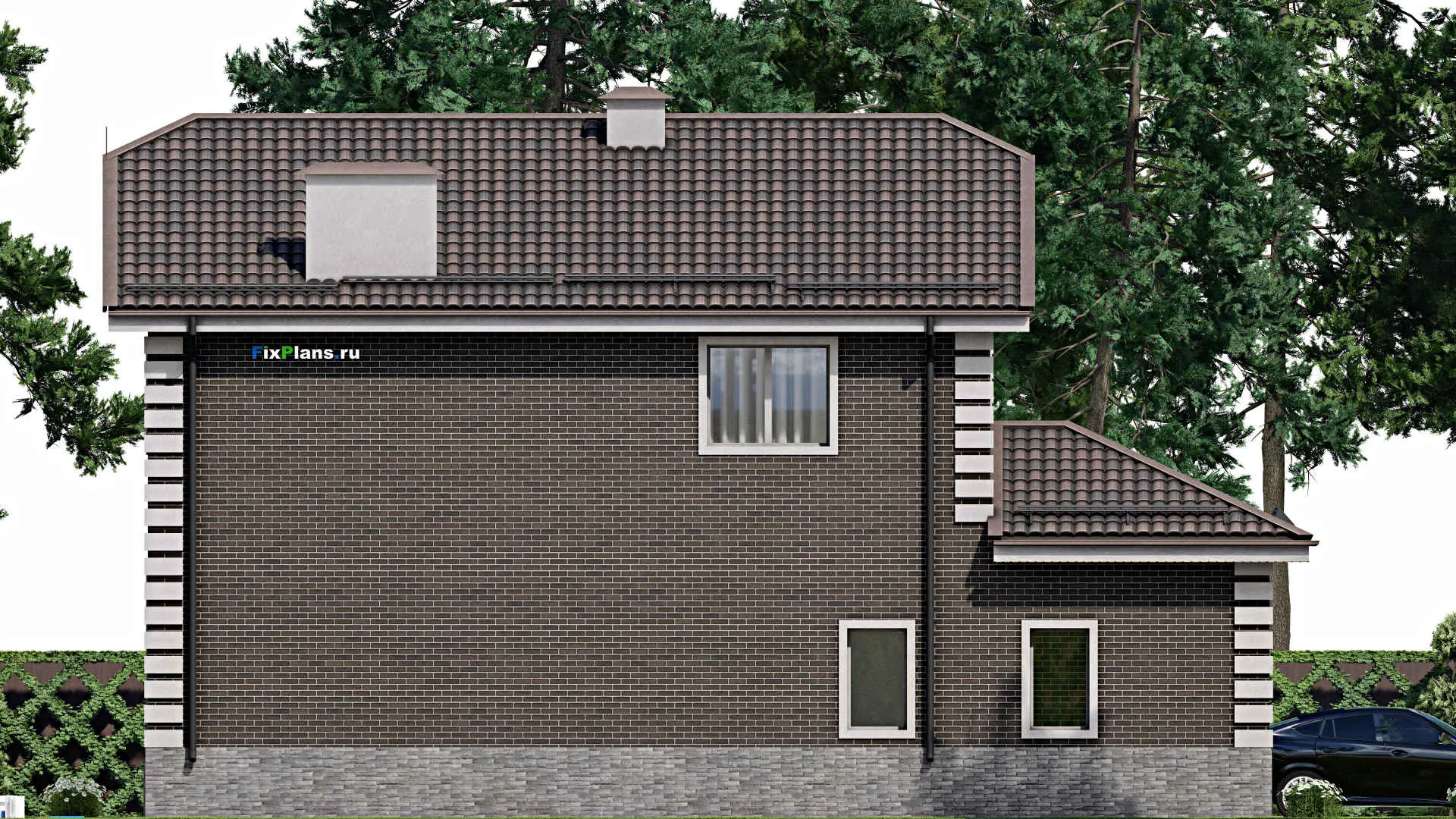 F-5660 - Проект двухэтажного дома 11 на 16, площадью 200 м² с гаражом на 1 машину и 4 спальнями