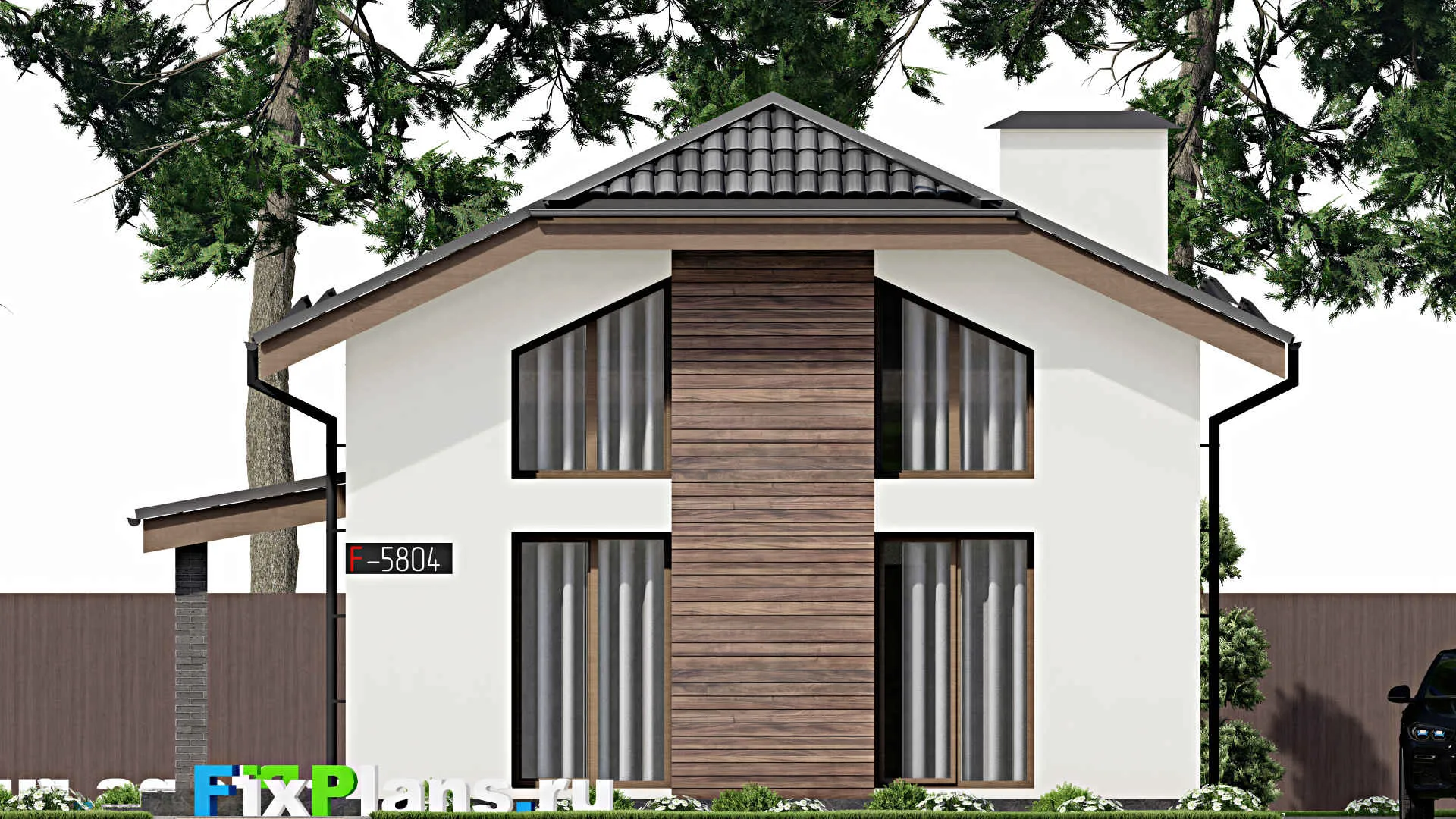 F-5804 - Проект дома с мансардой 9 на 11, площадью 130 м² с 4 спальнями