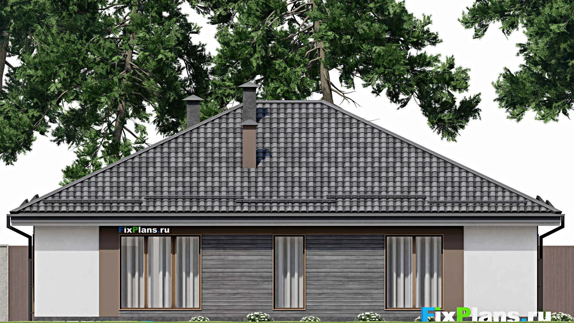 F-7127 - Проект одноэтажного дома 15 на 16, площадью 170 м² с 4 спальнями