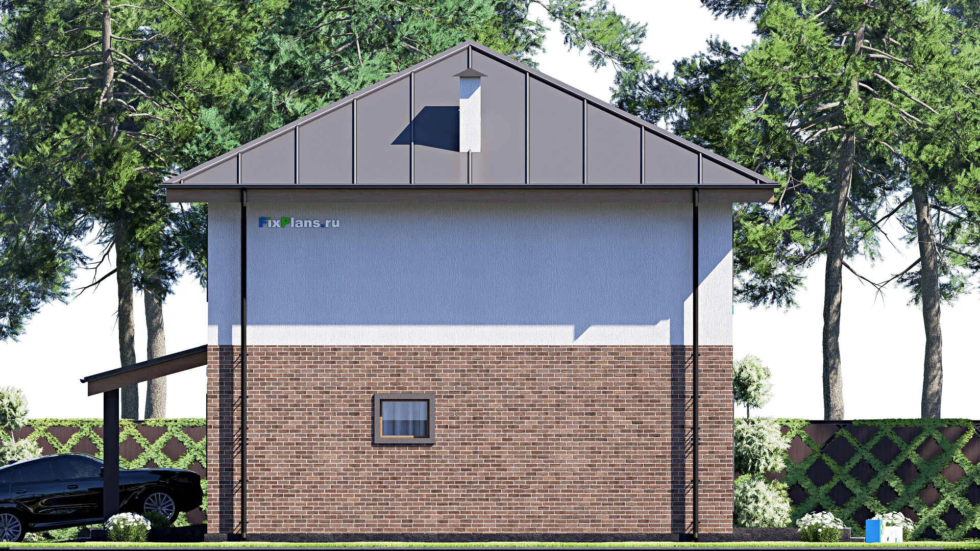 F-17765 - Проект двухэтажного дома 15 на 16, площадью 270 м² с террасой, балконом, гаражом на 2 машины и 5 спальнями