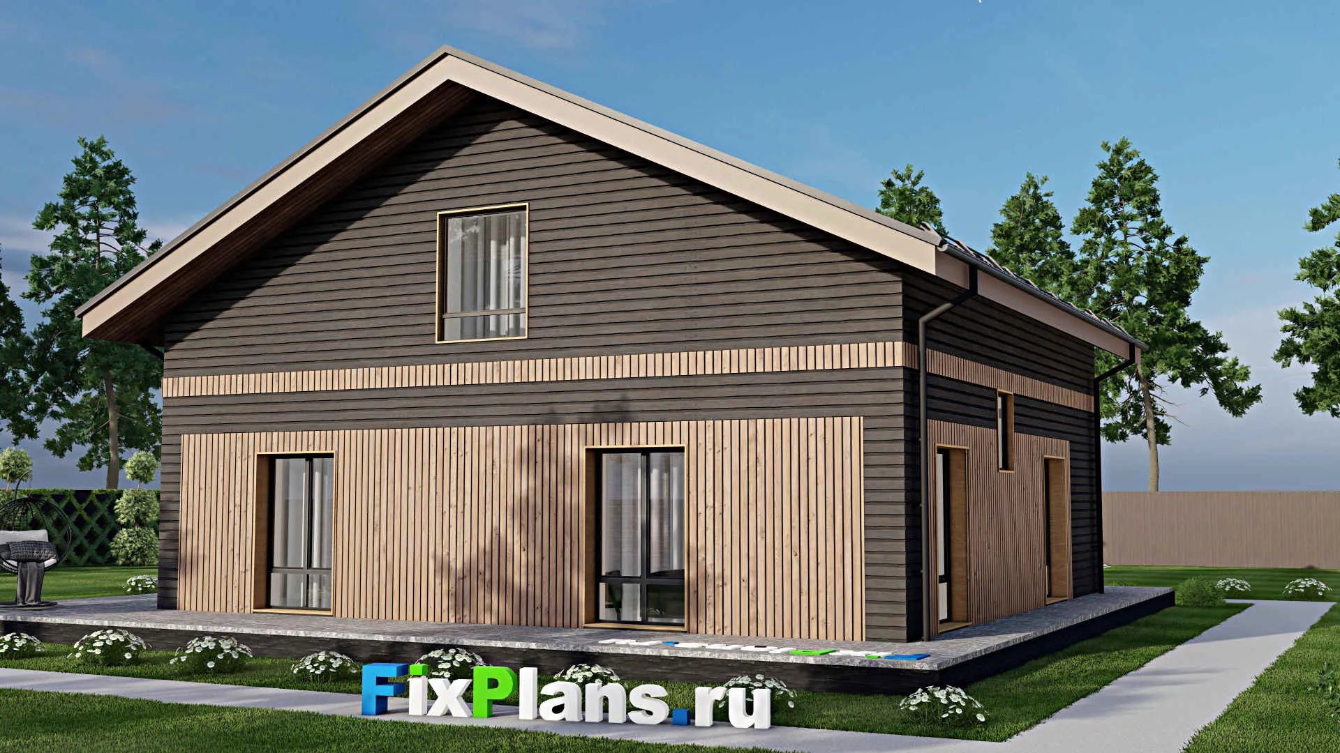 F-9476 - Проект дома с мансардой 16 на 17, площадью 280 м² с террасой и 4 спальнями