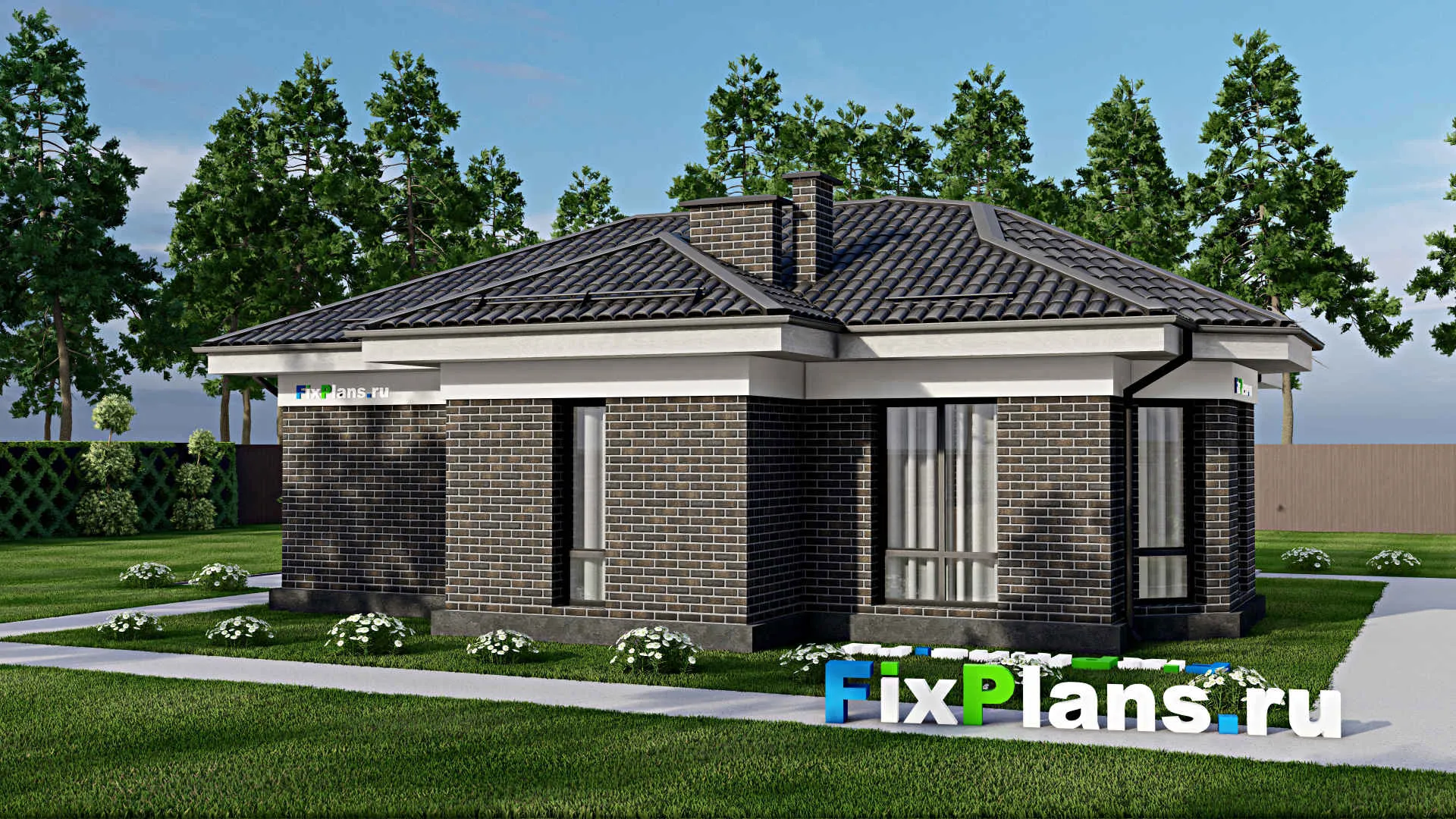 F-5048 - Проект одноэтажного дома 9 на 13, площадью 100 м² с 2 спальнями