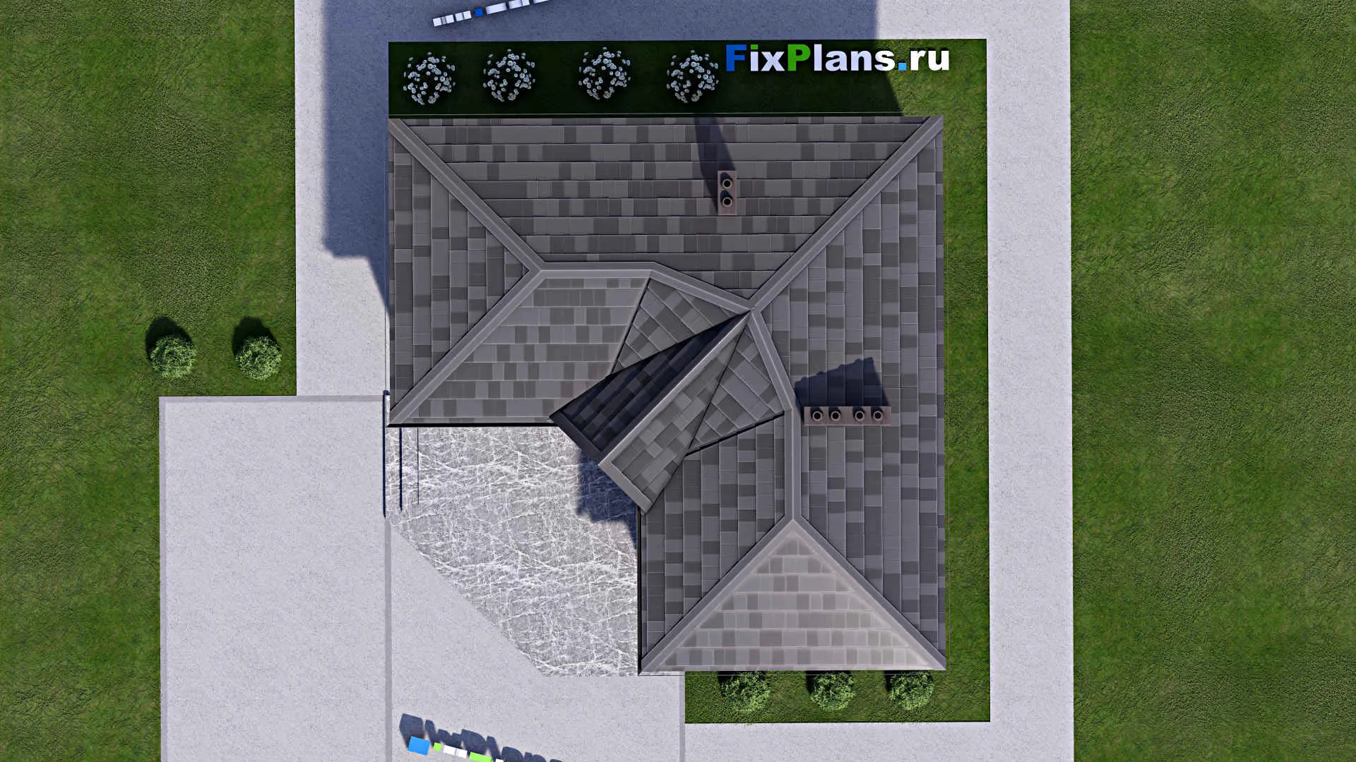 F-15452 - Проект бани 9 на 9, площадью 60 м² с комнатой отдыха, терассой и санузлом