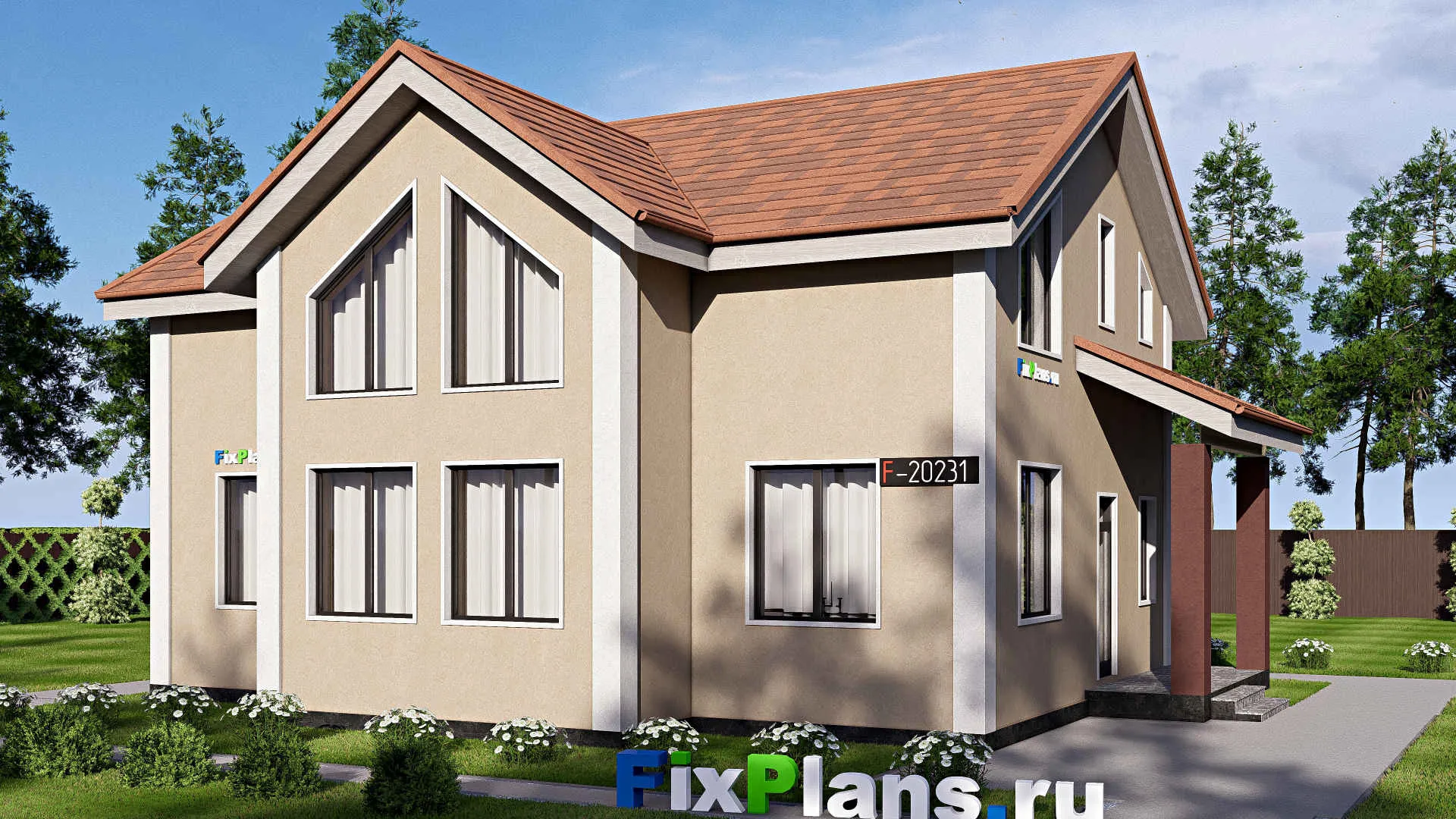 F-20231 - Проект дома с мансардой 12 на 14, площадью 160 м² с 5 спальнями