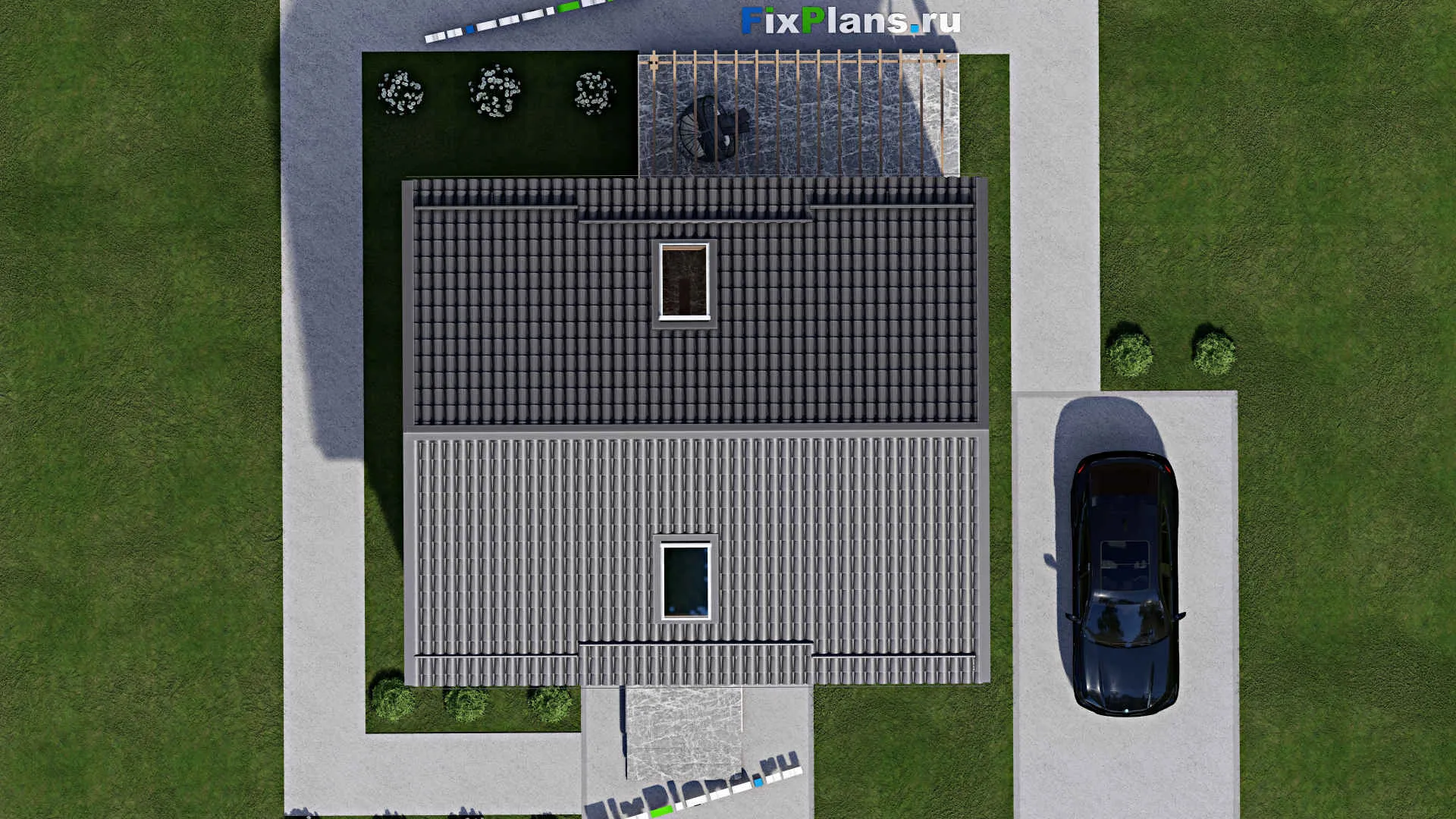 F-5939 - Проект дома с мансардой 9 на 10, площадью 140 м² с террасой и 4 спальнями