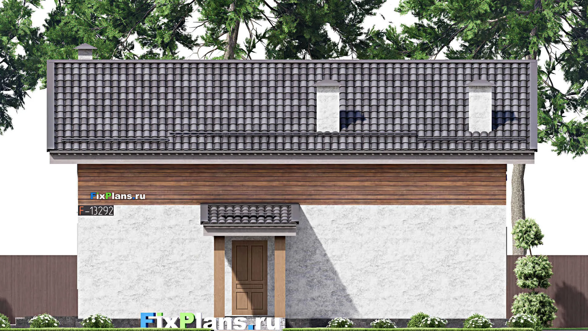 F-13292 - Проект дома с мансардой 9 на 14, площадью 140 м² с террасой и 2 спальнями