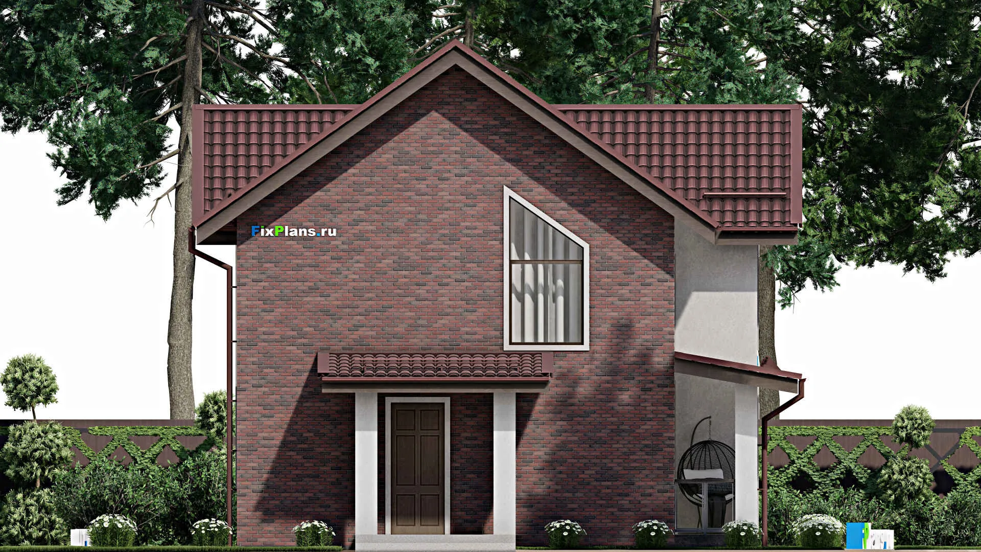 F-2051 - Проект дома с мансардой 10 на 13, площадью 170 м² с террасой и 4 спальнями