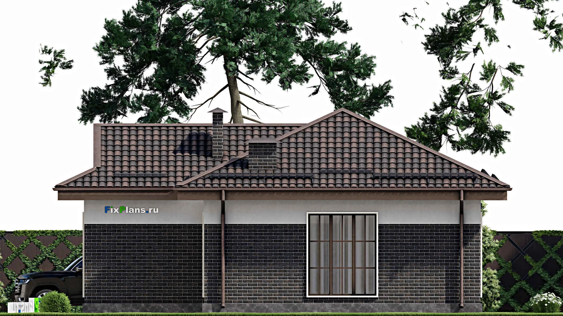 F-6812 - Проект одноэтажного дома 12 на 14, площадью 100 м² с 2 спальнями