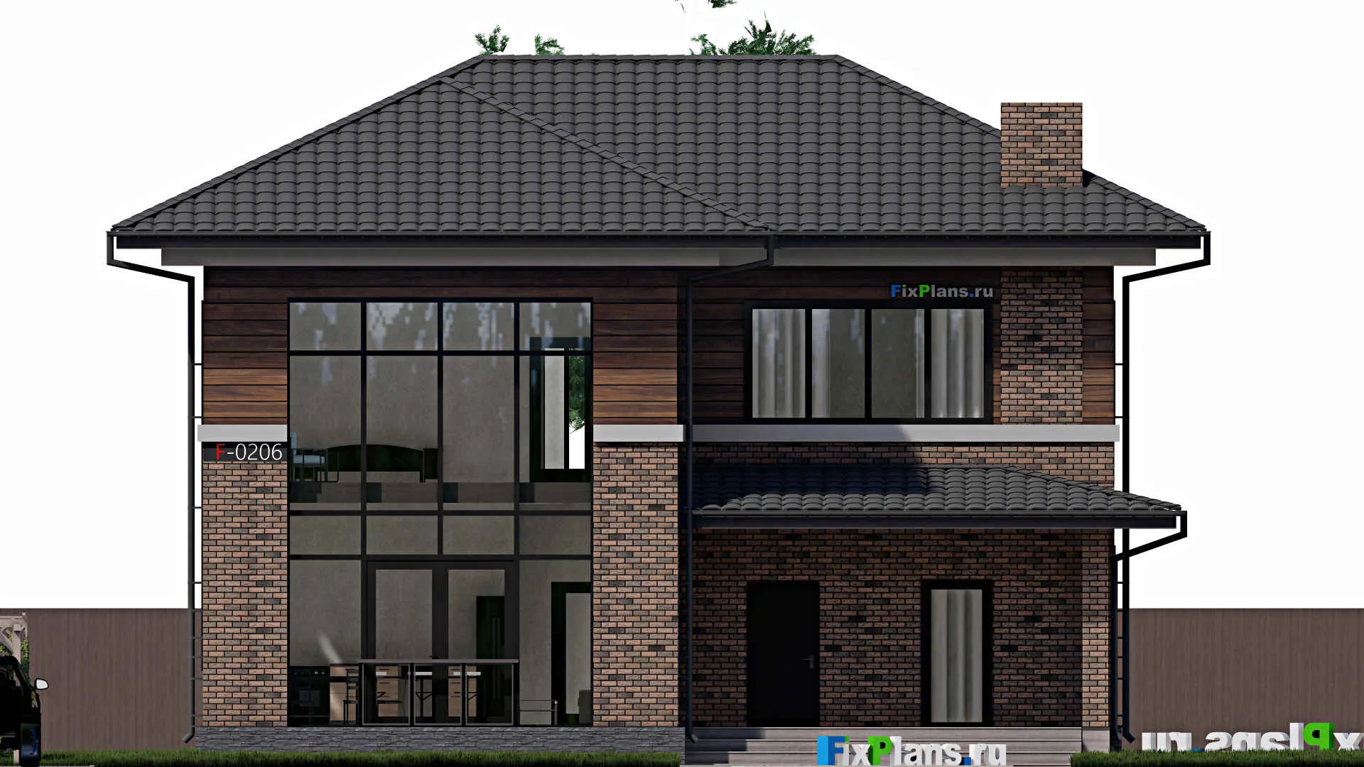 F-0206 - Проект двухэтажного дома 14 на 14, площадью 220 м² с 4 спальнями