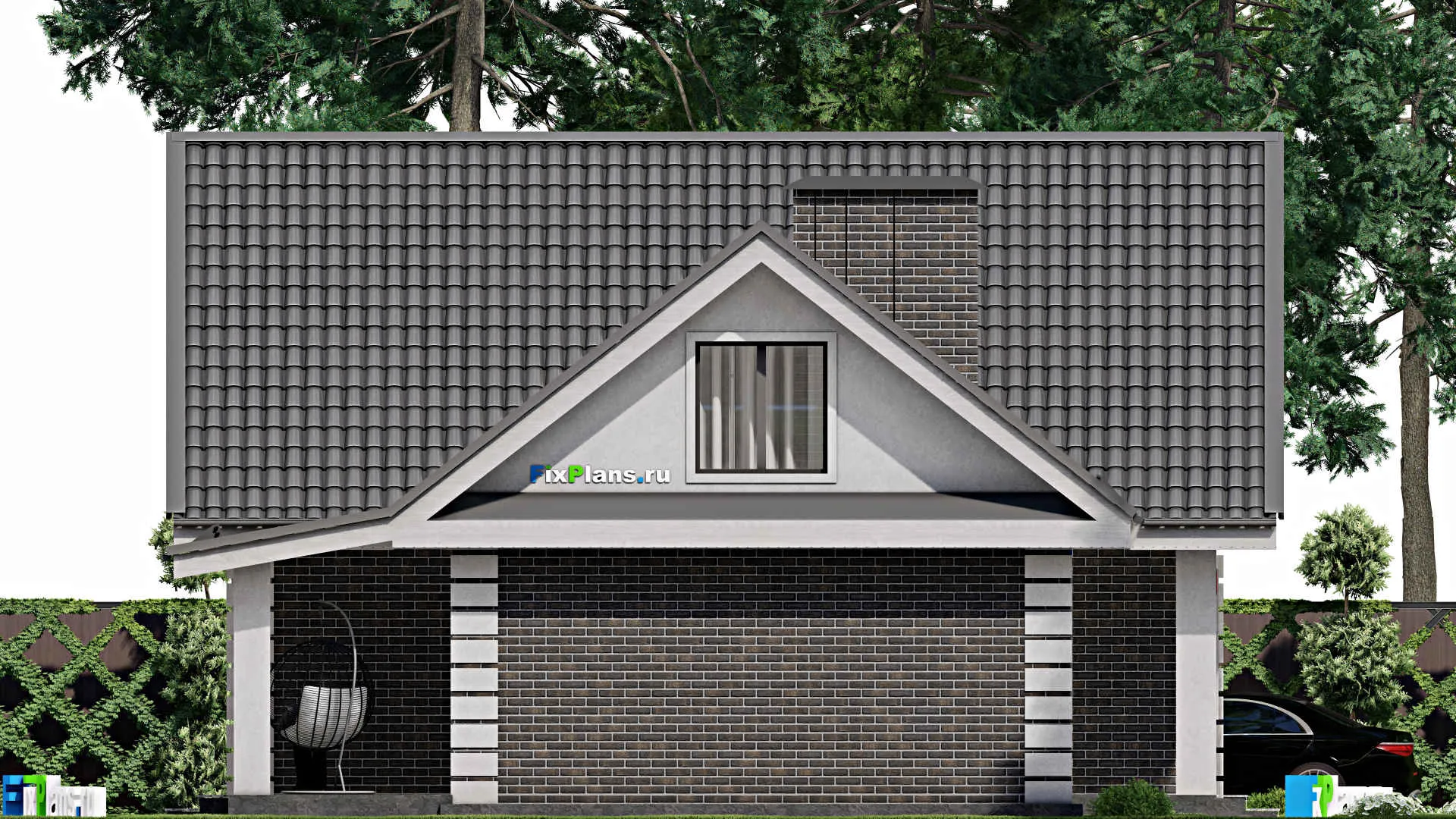 F-6470 - Проект одноэтажного дома 11 на 13, площадью 110 м² с террасой и 3 спальнями