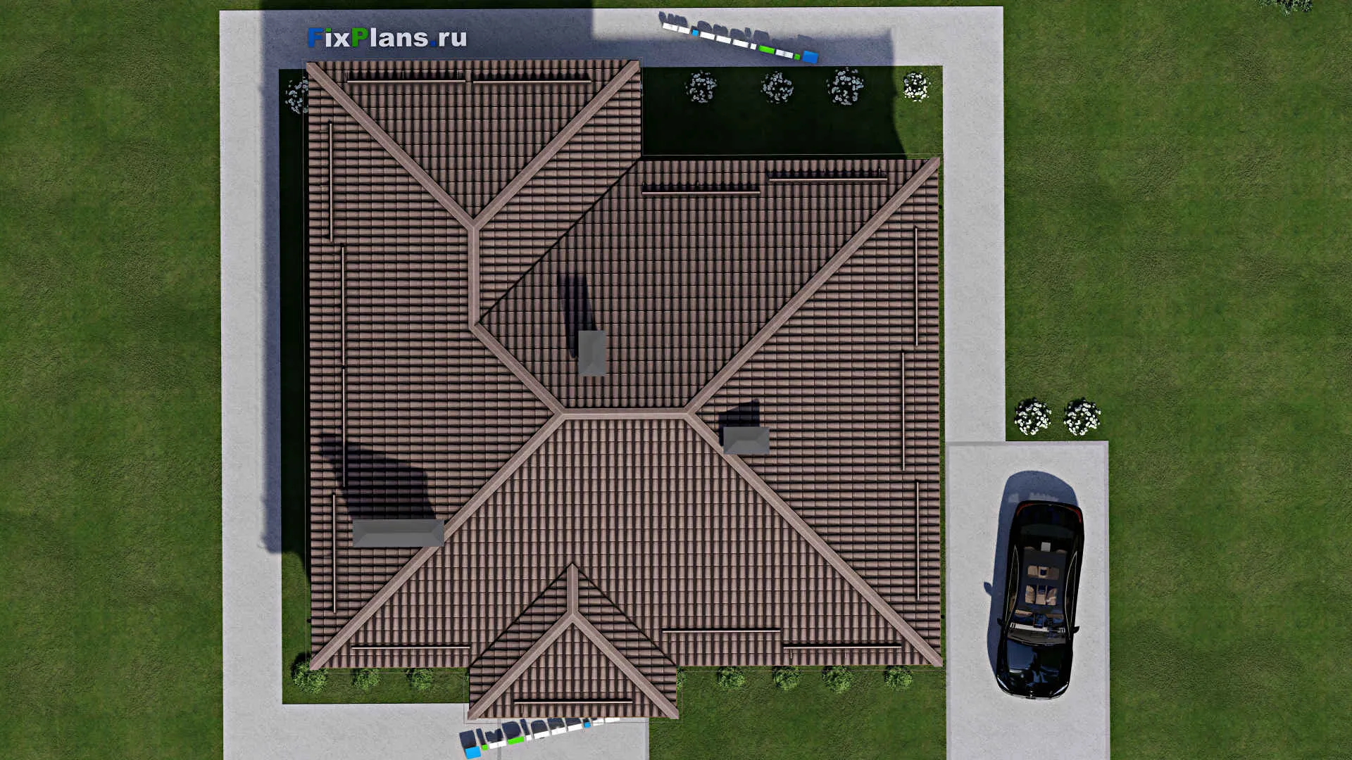 F-5462 - Проект одноэтажного дома 12 на 15, площадью 160 м² с террасой и 3 спальнями