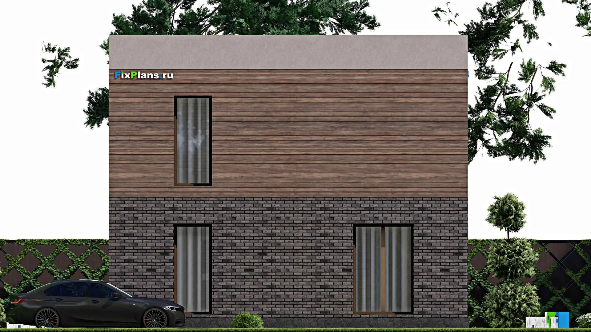 F-8189 - Проект двухэтажного дома 10 на 14, площадью 230 м² с террасой, балконом и 2 спальнями