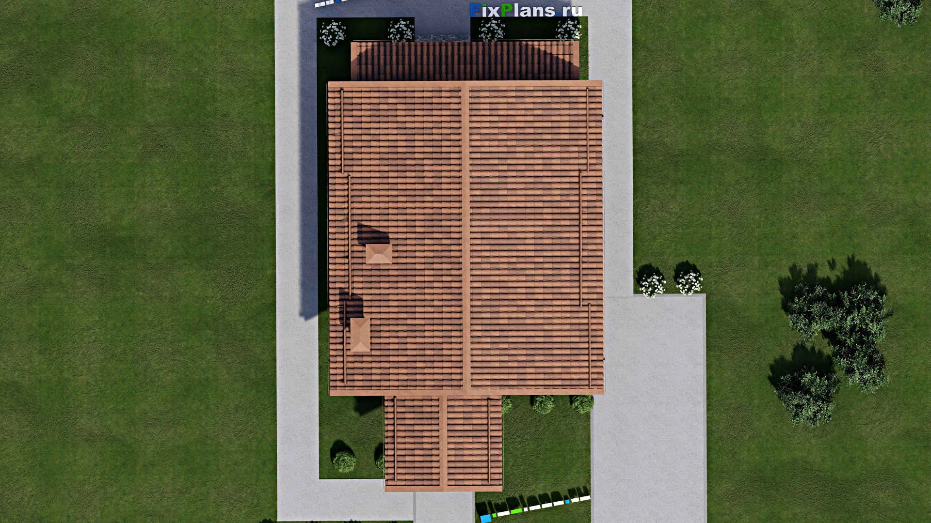 F-11357 - Проект одноэтажного дома 8 на 15, площадью 80 м² с террасой и 3 спальнями