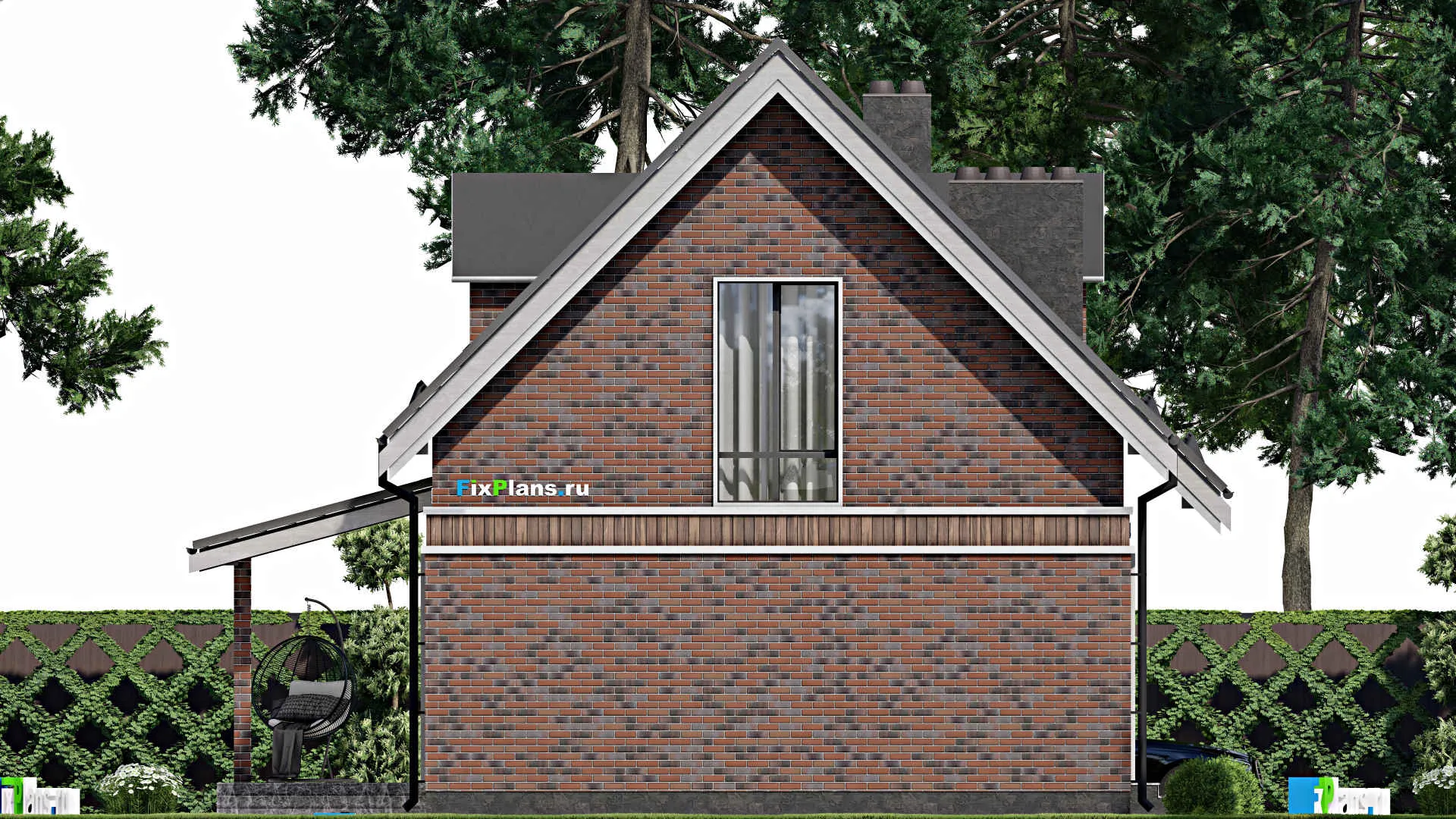 F-2609 - Проект дома с мансардой 9 на 10, площадью 130 м² с террасой и 3 спальнями