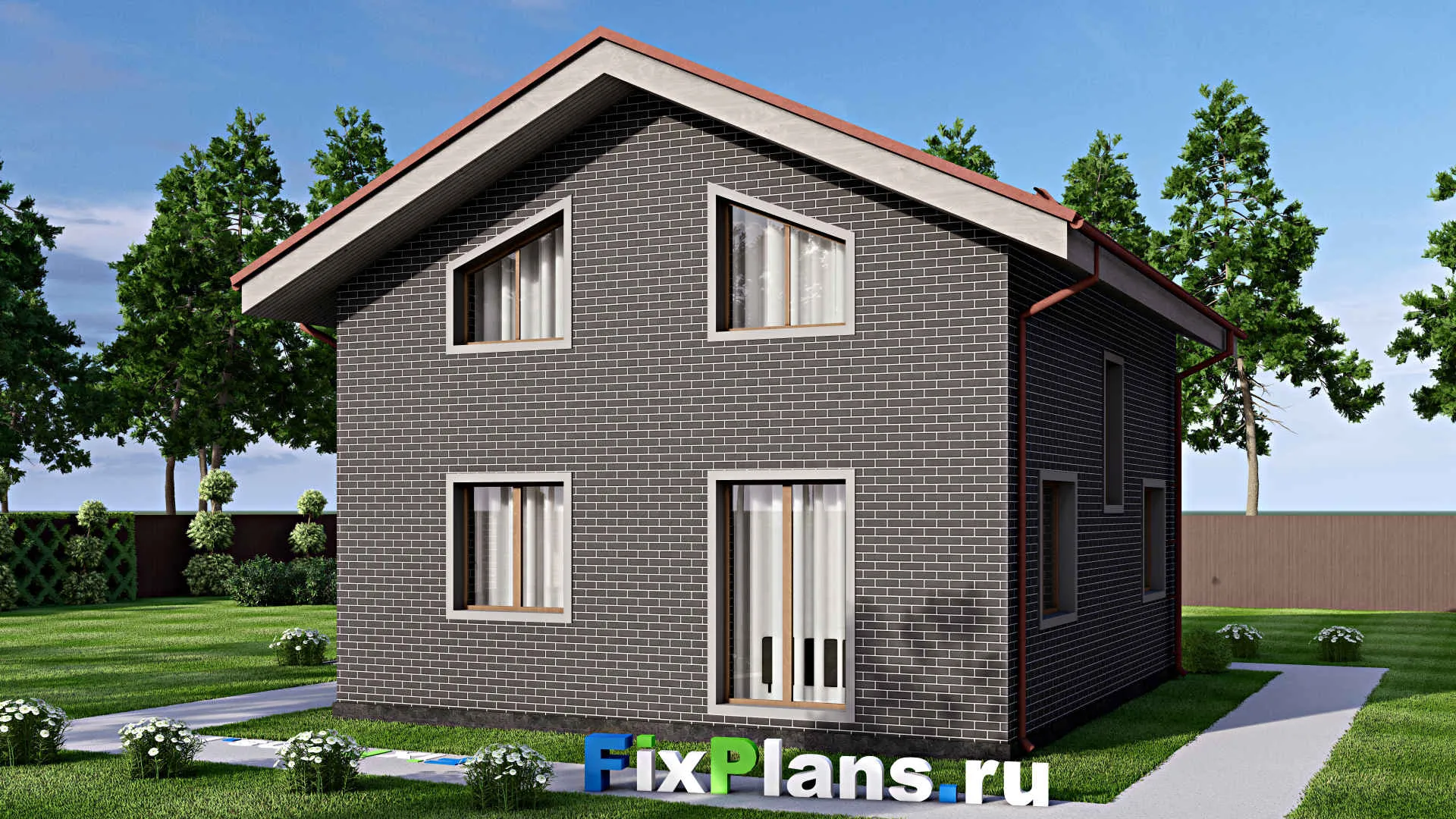 F-13049 - Проект дома с мансардой 9 на 10, площадью 110 м² с балконом и 4 спальнями