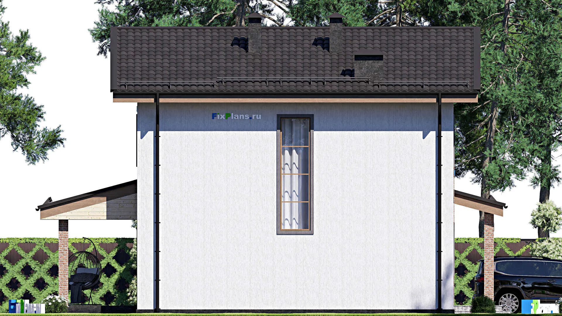 F-17036 - Проект двухэтажного дома 10 на 14, площадью 150 м² с террасой и 4 спальнями