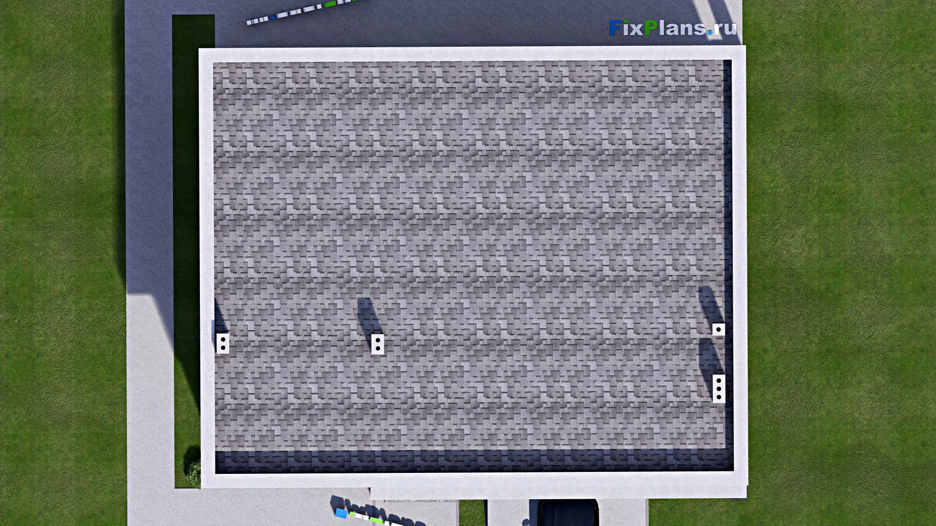 F-16604 - Проект двухэтажного дома 15 на 17, площадью 740 м² с террасой, балконом, гаражом на 2 машины и 5 спальнями