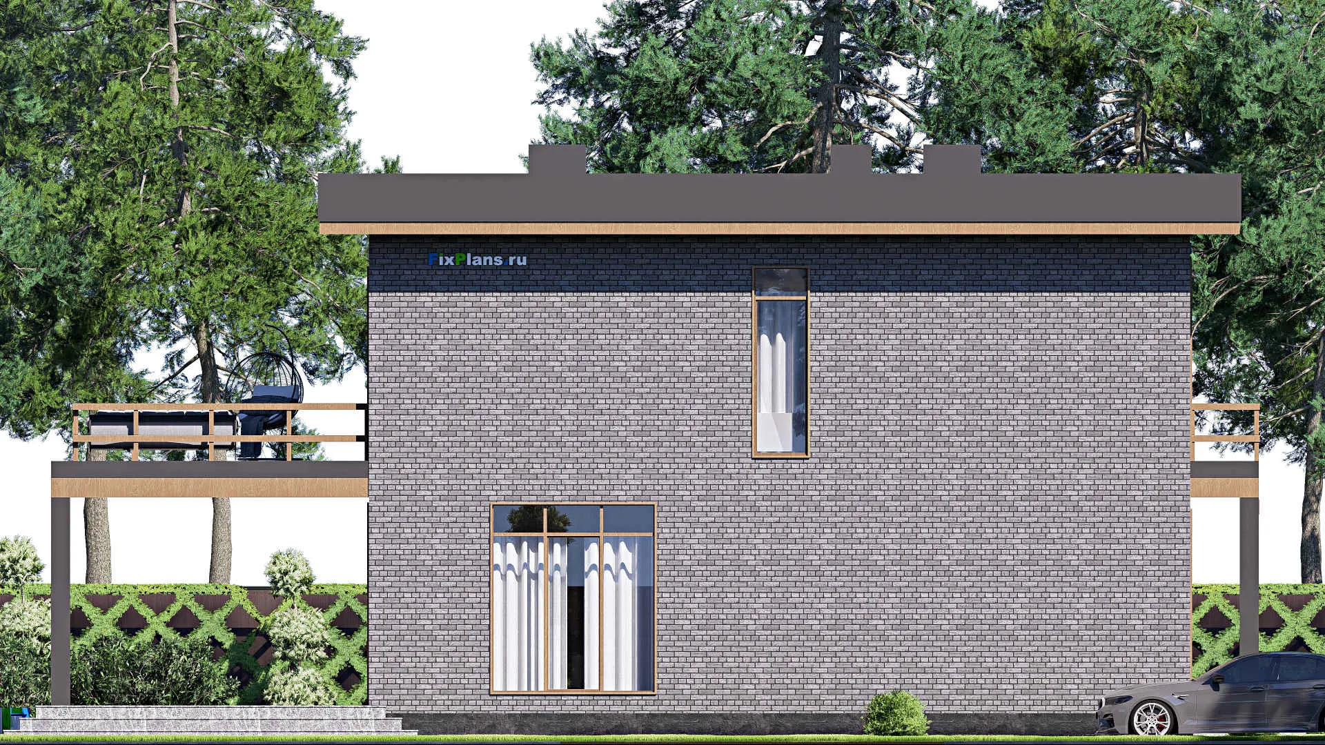 F-19241 - Проект двухэтажного дома 12 на 19, площадью 310 м² с террасой, балконом и 4 спальнями